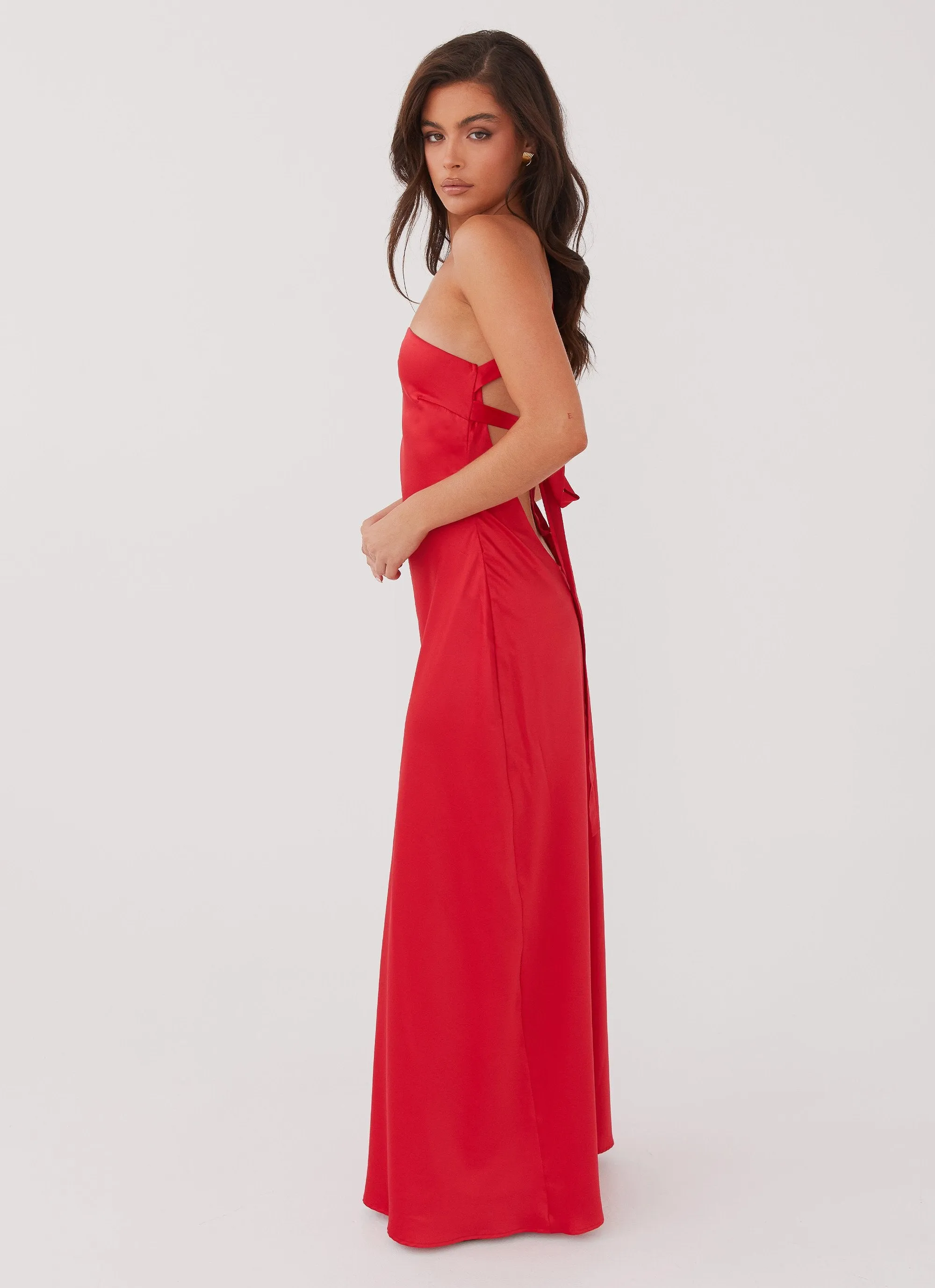Delancy One Shoulder Maxi Dress - Rouge Red City Bright