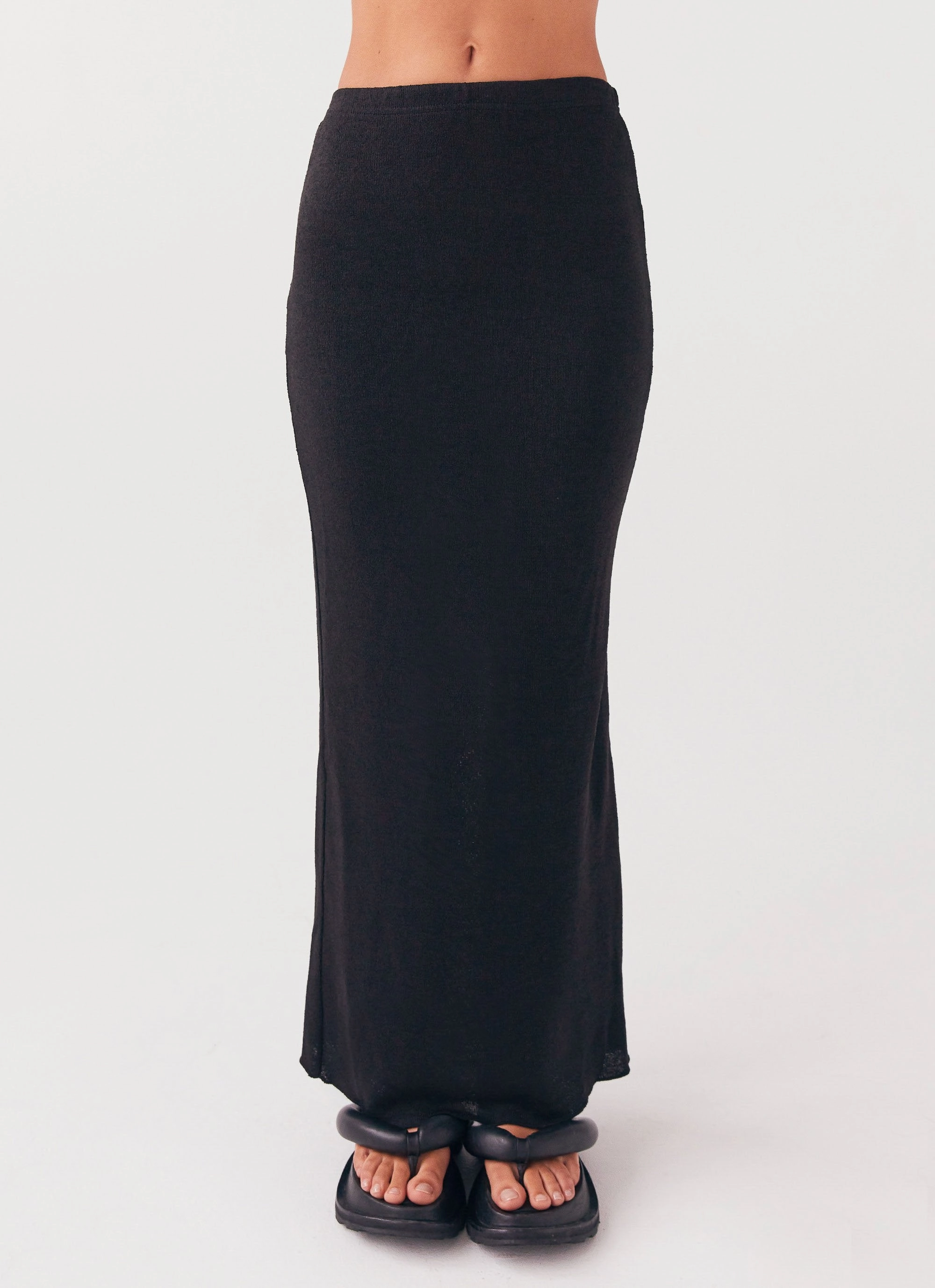 Packable Technology Delicate Lady Knit Maxi Skirt - Black