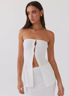 Delicate Lady Knit Top - White ReinforcedHems