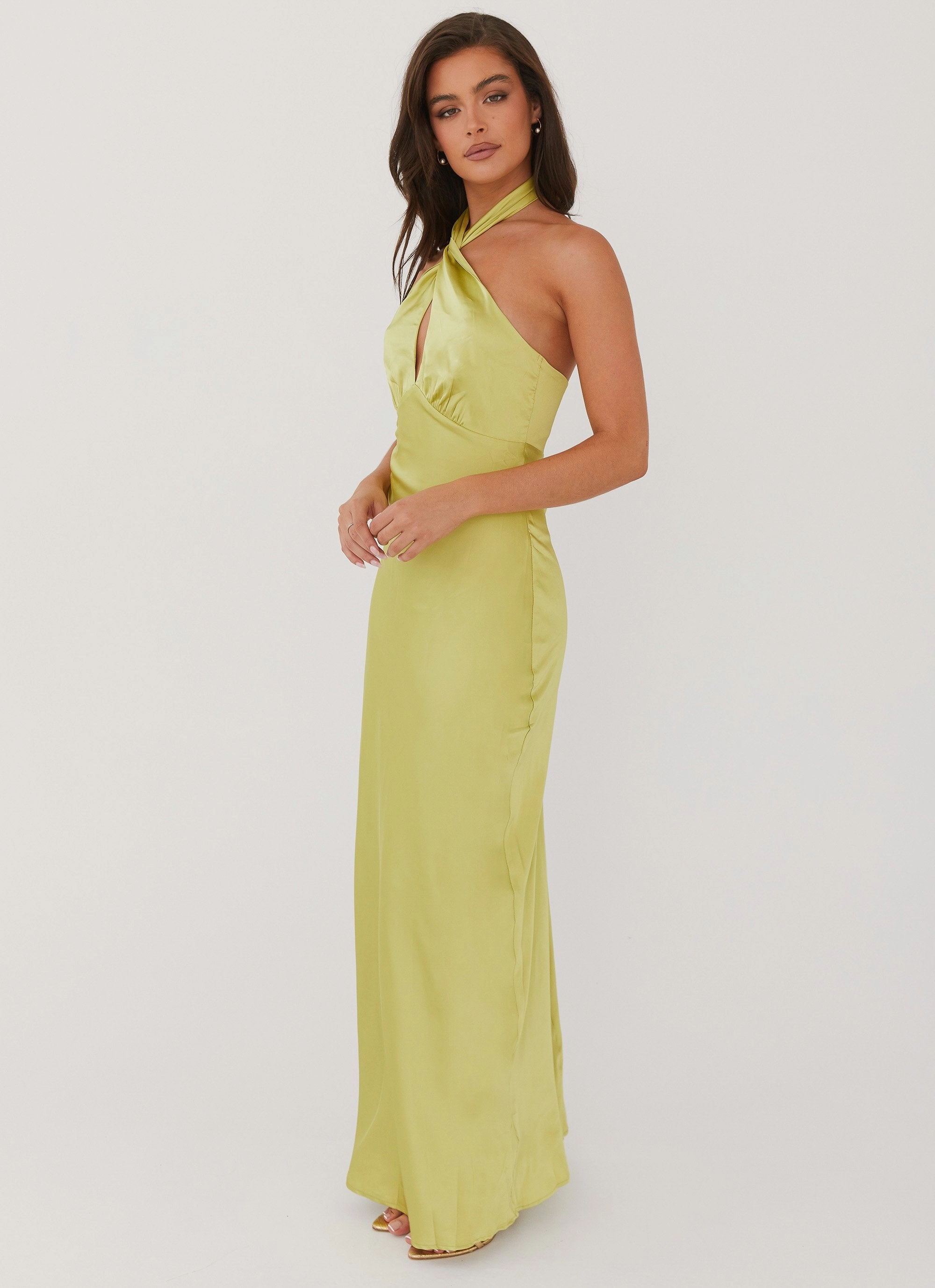 Elowen Maxi Dress - Chartreuse Compressible Subtle-Print