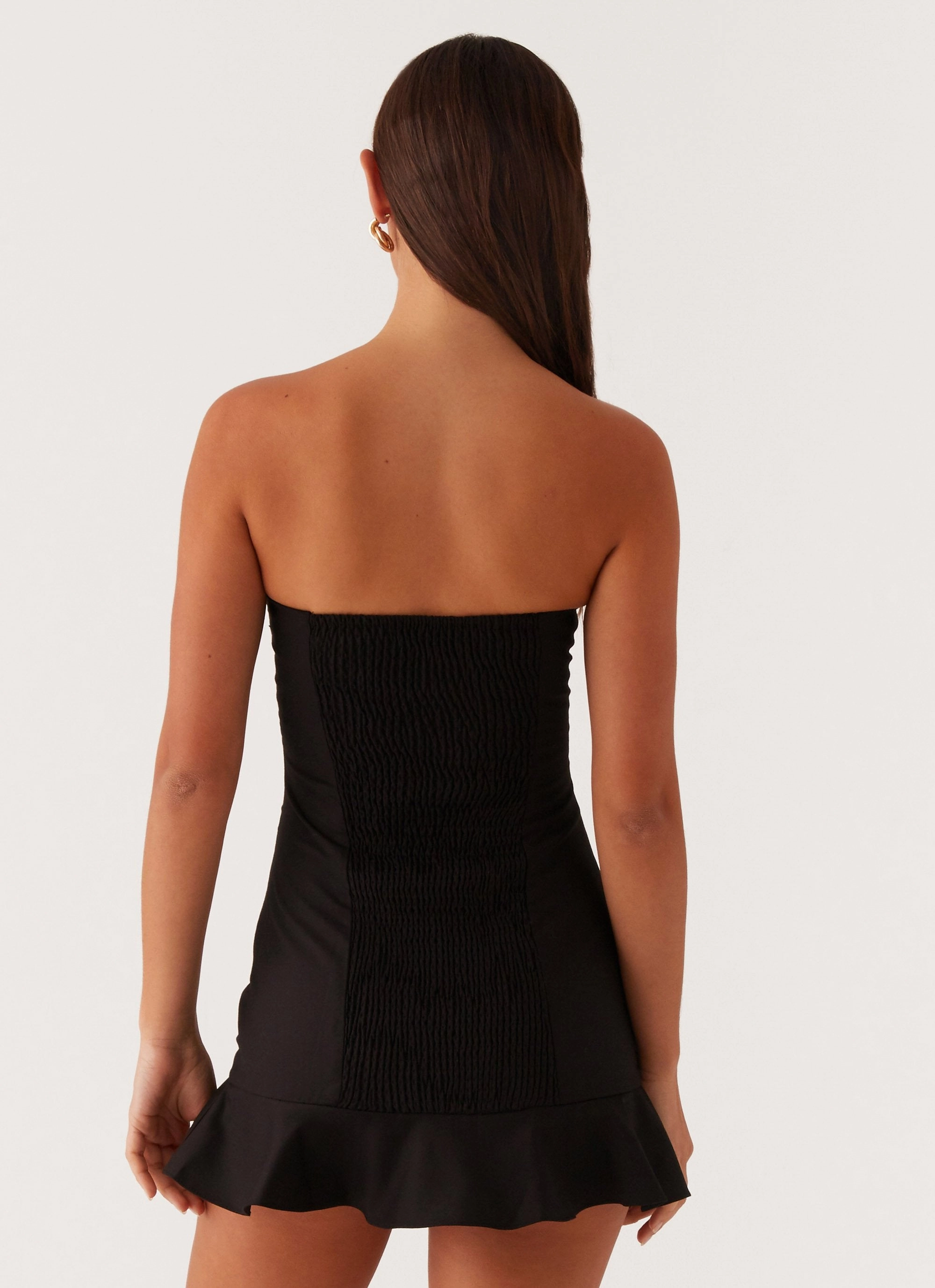 Delmi Bustier Mini Dress - Black Bust-Enhancing Subtle Lines