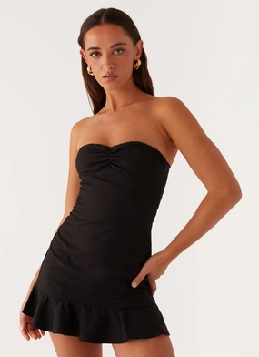 Soft and Chic Winter Proof Delmi Bustier Mini Dress - Black