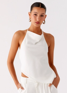 Antimicrobial Treatment ButtonDownCollar Delong Backless Linen Top - White