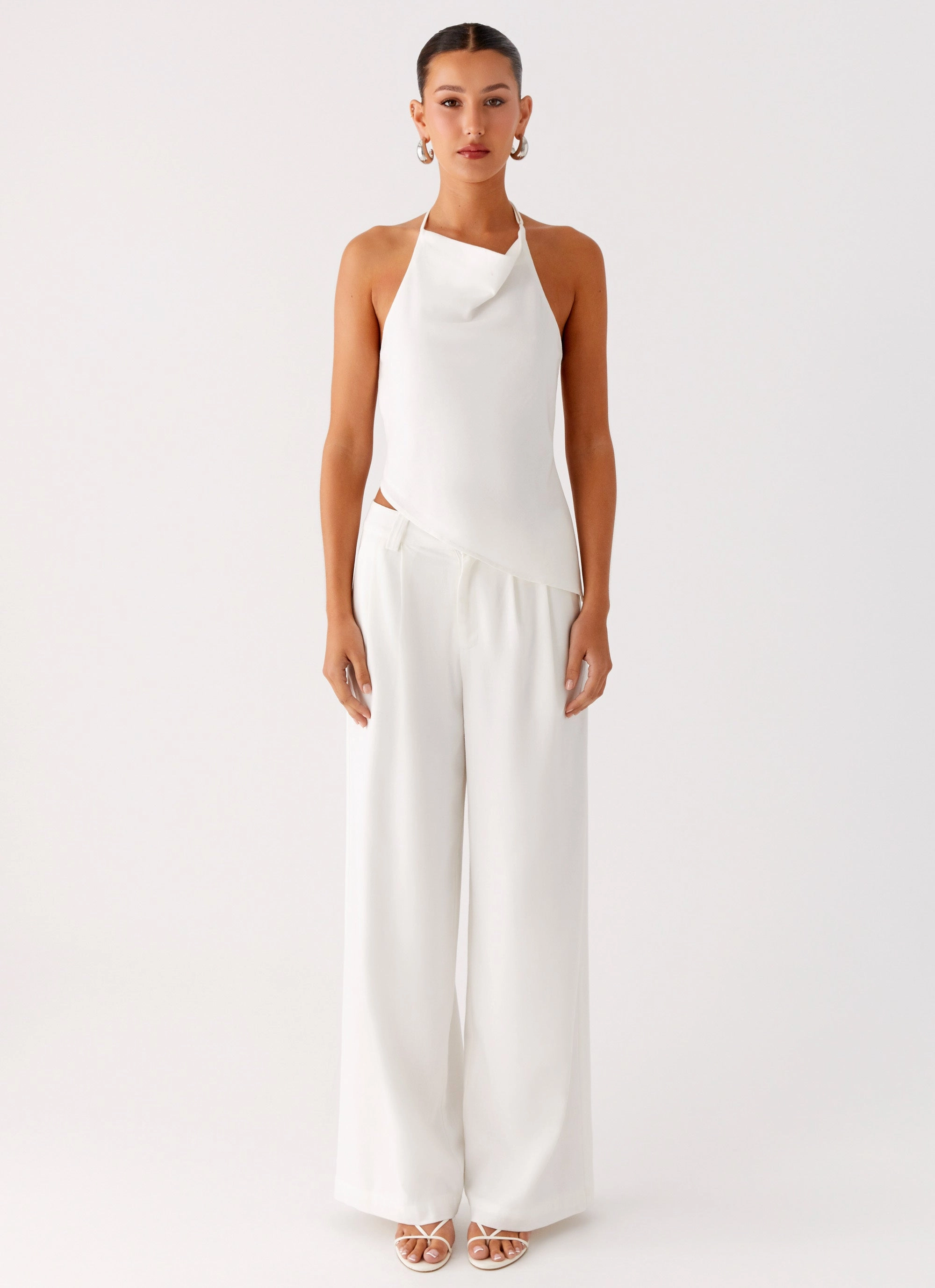 Delong Backless Linen Top - White preshrunk TaglessLabel
