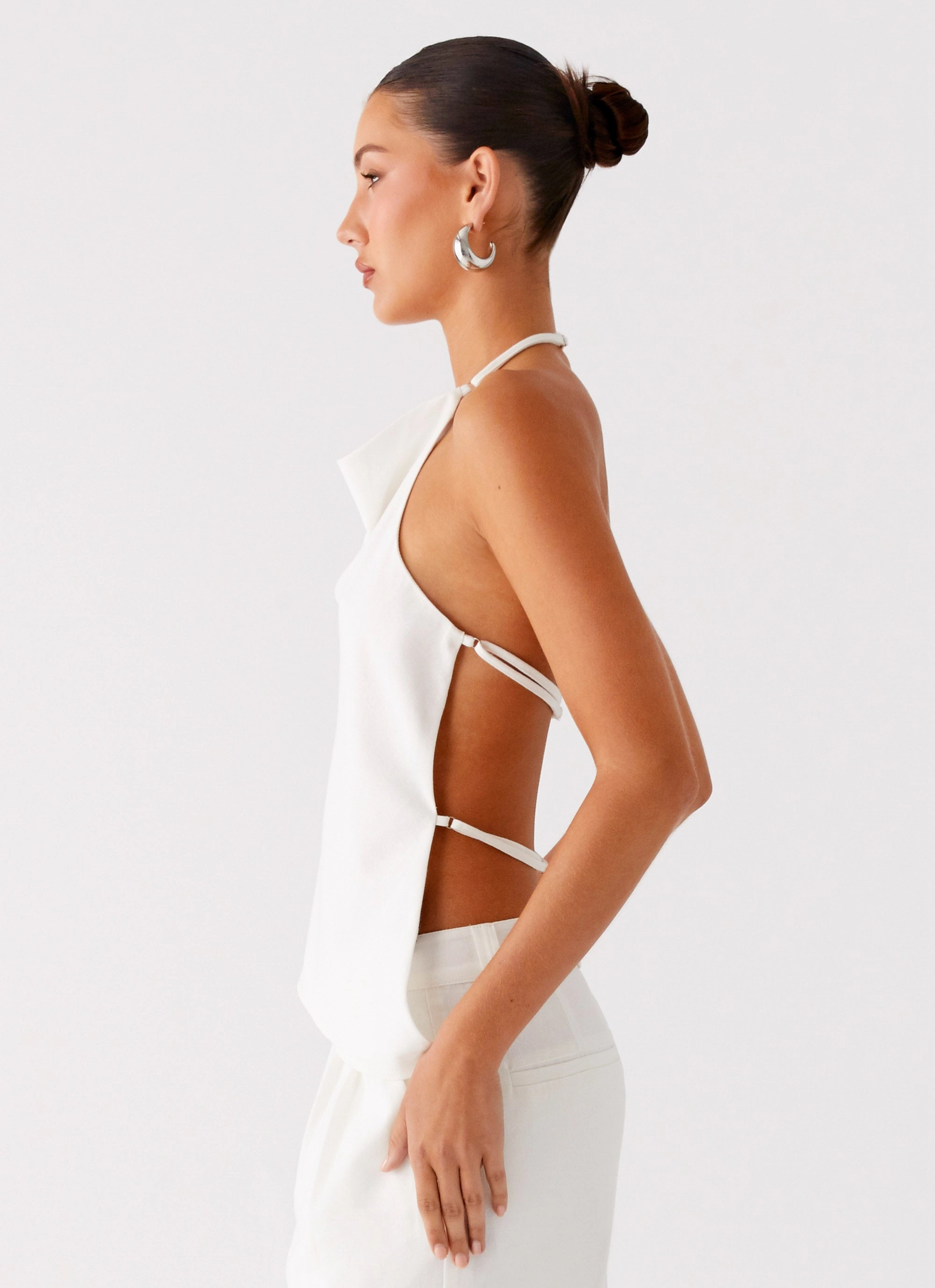 Delong Backless Linen Top - White BondedSeamTechnology BambooBlend