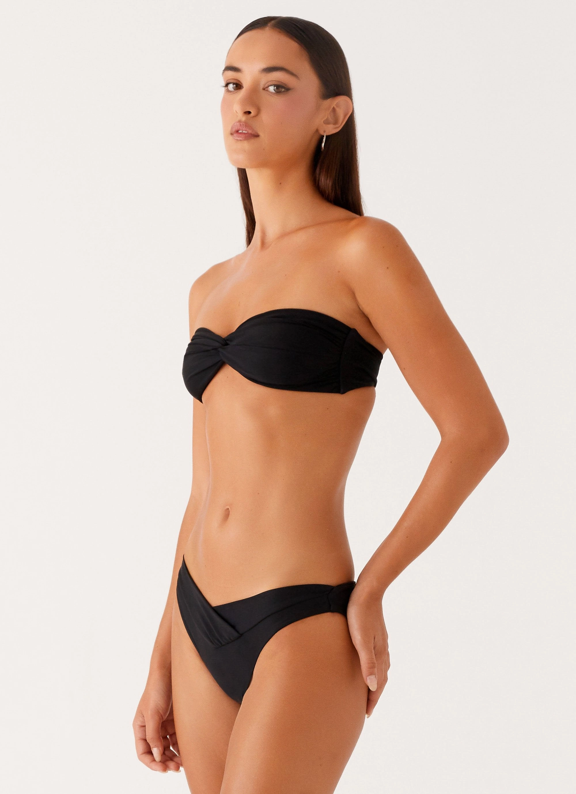 Delta Bandeau Bikini Top - Black Multi Panel Breathable Design clearance