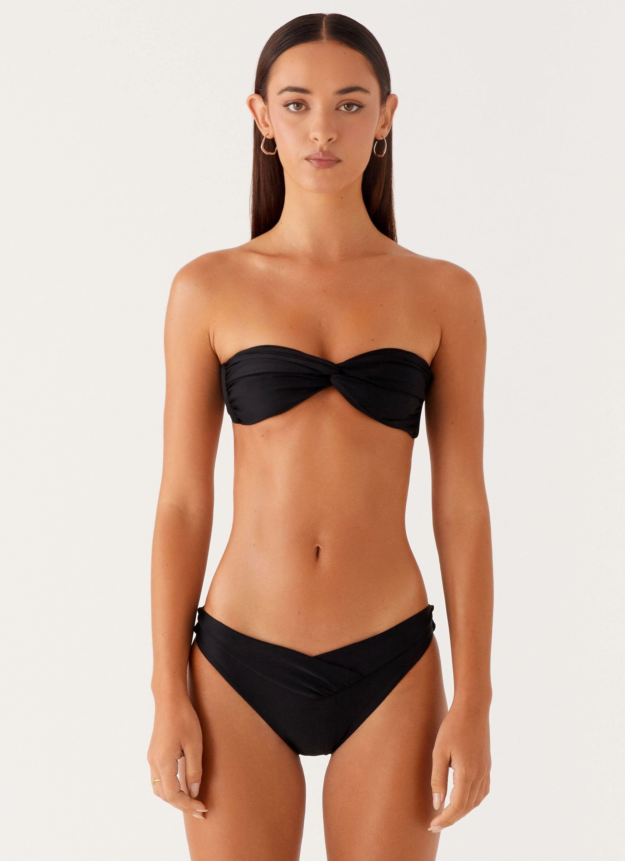 pattern Torsion Control Bridge Delta Bandeau Bikini Top - Black