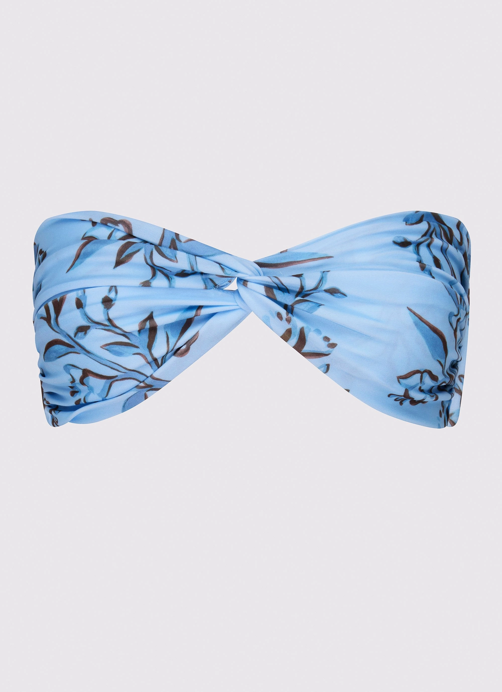 Delta Bandeau Bikini Top - Blue Floral Print Sport Performance Compression Support Grid
