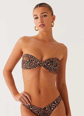 Delta Bandeau Bikini Top - Cheetah synthetic fabric
