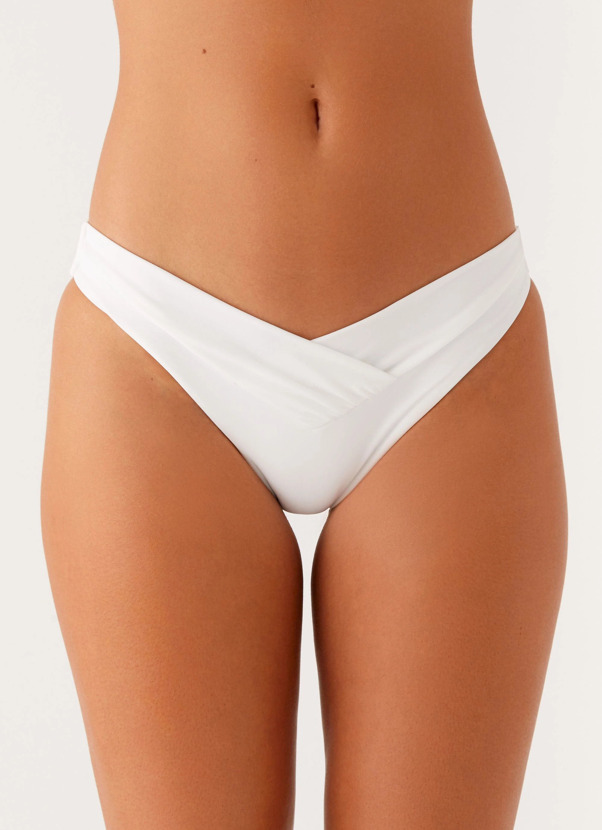 Mid-waisted Mood Delta Bikini Bottoms - White