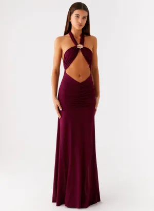 Deltina Maxi Dress - Boysenberry Ribbed-Texture Cozy Touch