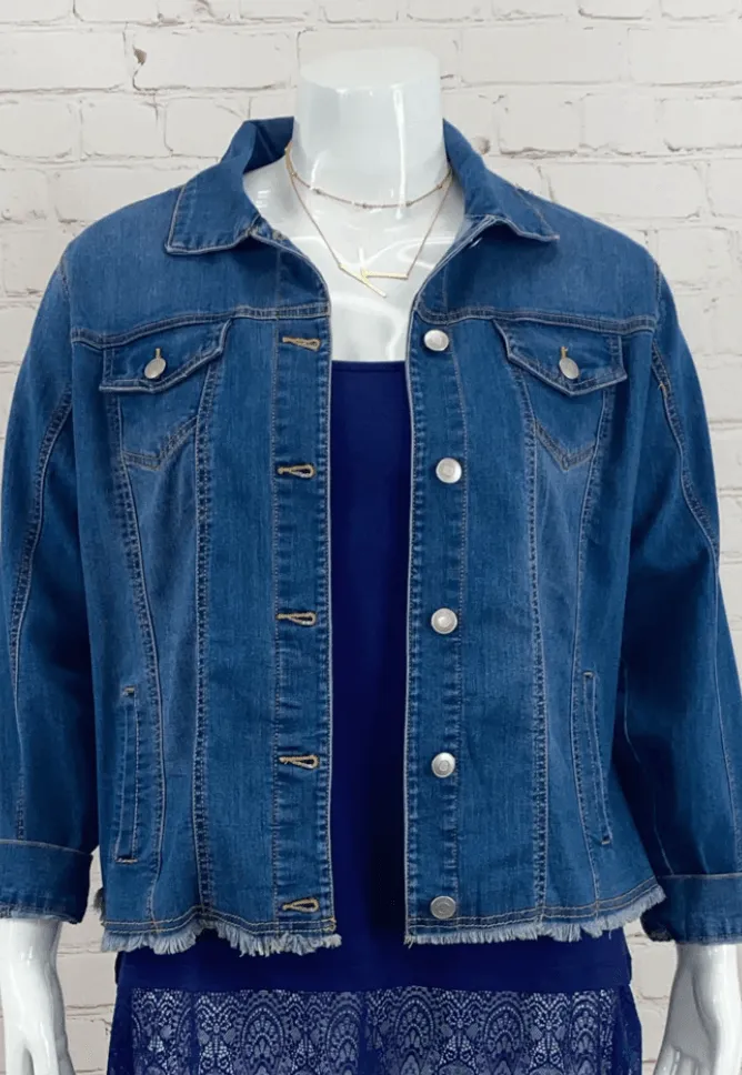 Denim Jacket with Frayed Edge by Baccini