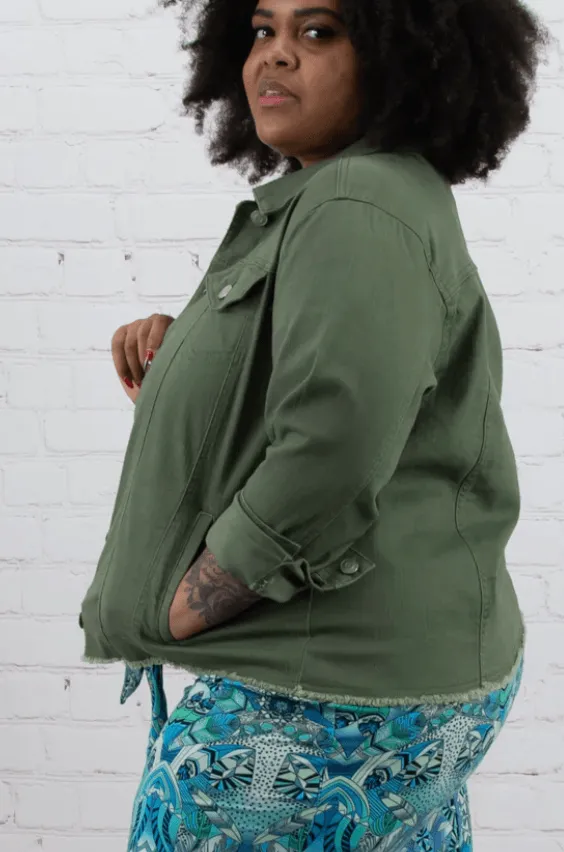 Denim Jacket with Frayed Edge by Baccini