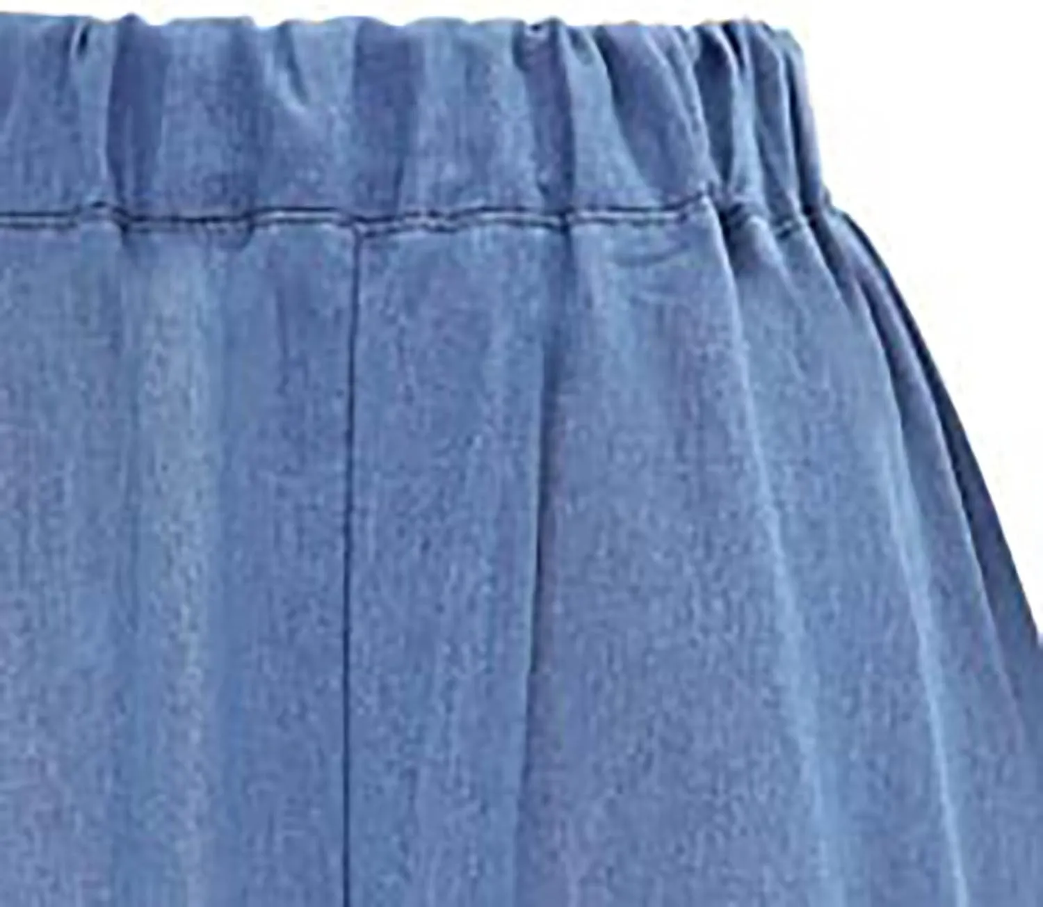 Denim Skirt for Women Elastic High Waist Button Front A Line Skirt Knee Length Stretchy Flared Flowy Skirts