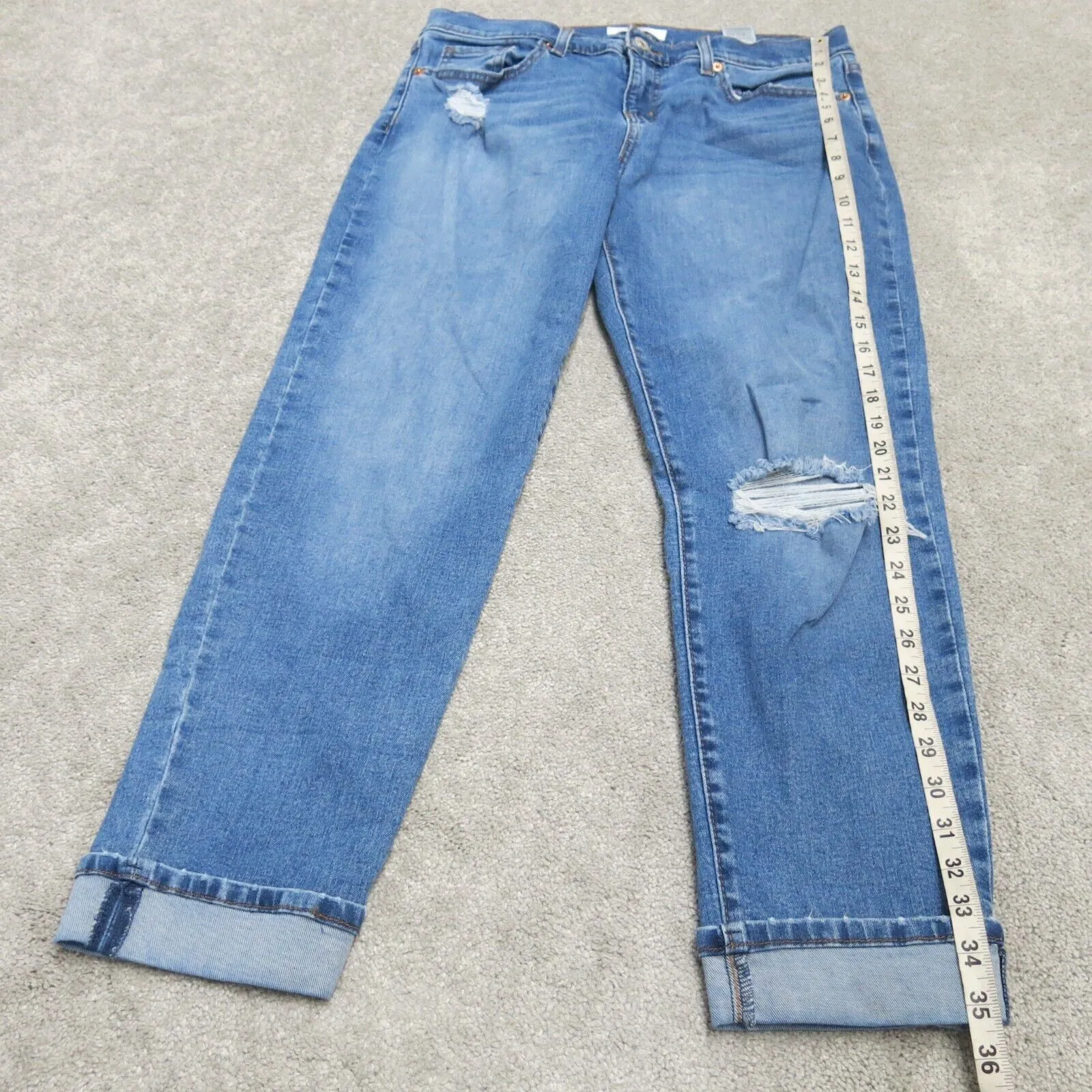 Denizen From Levi's Women Straight Jeans Denim Distressed  Mid Rise Blue SZ W27