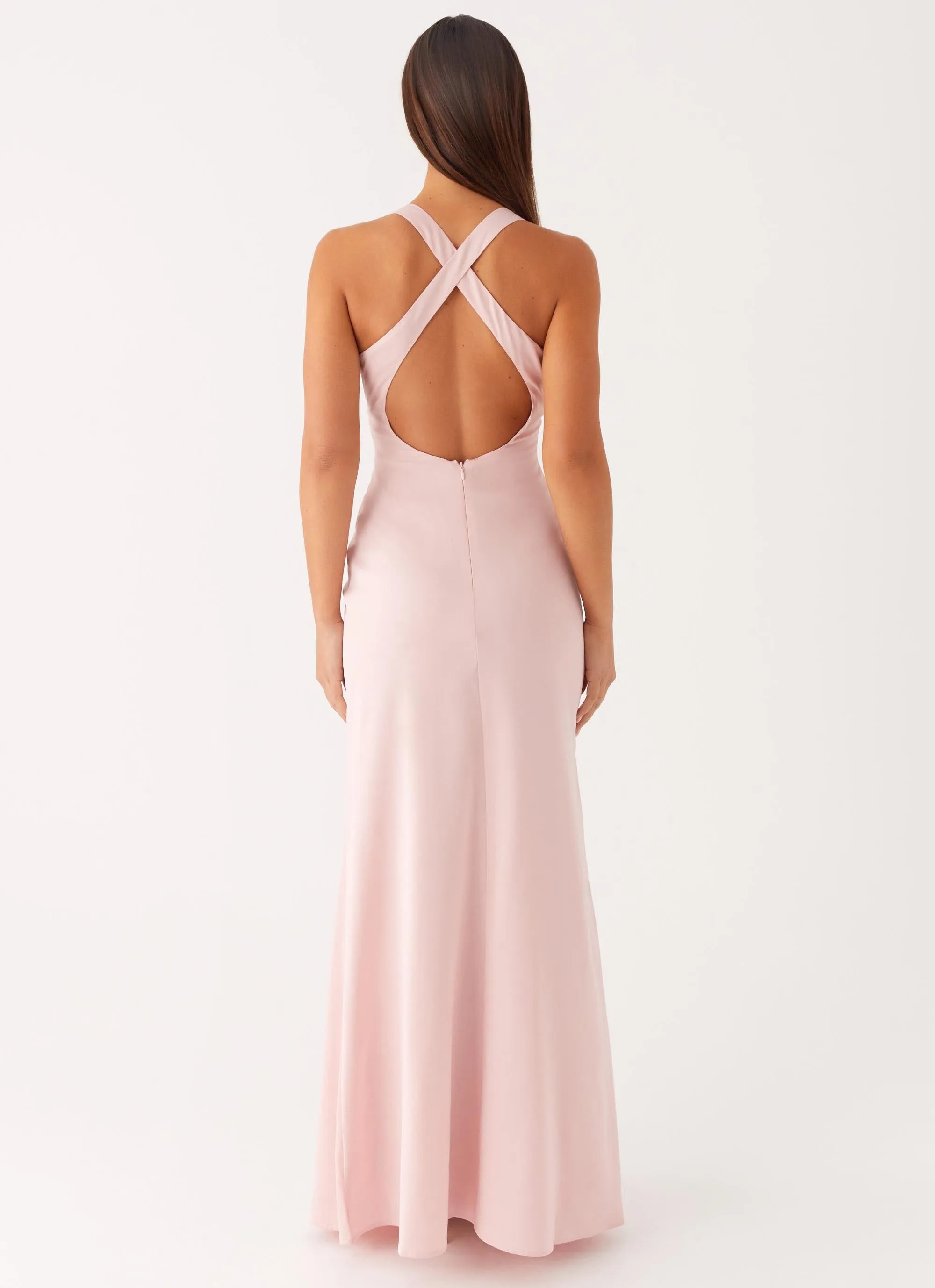 Fashionable Comfort Wear Desi Halterneck Maxi Dress - Pink