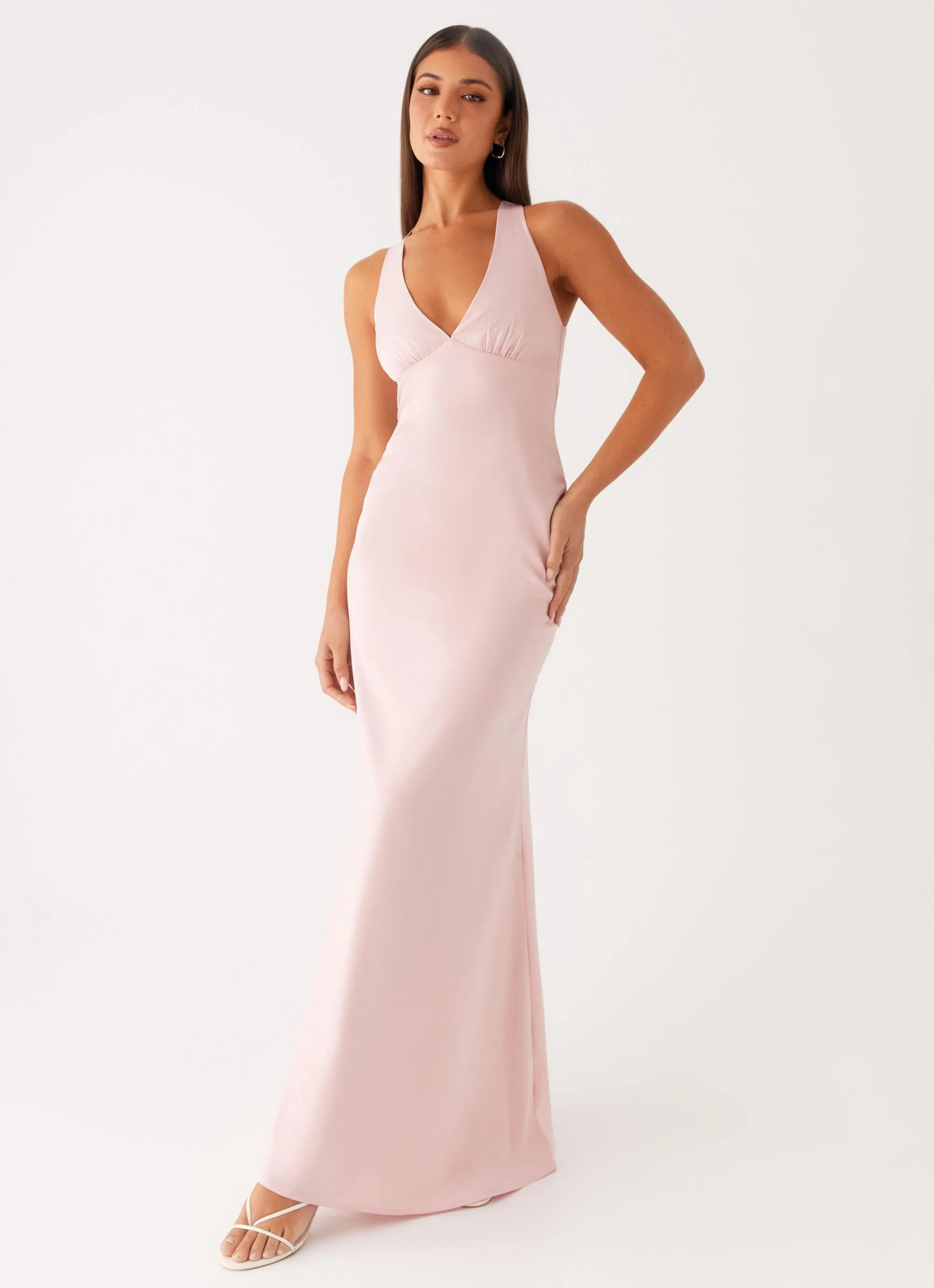 Desi Halterneck Maxi Dress - Pink Panelled-Design