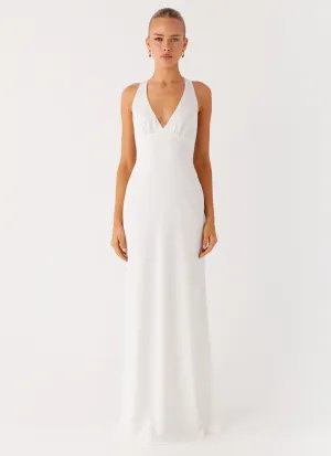 Desi Halterneck Maxi Dress - White single wear Casual Tones
