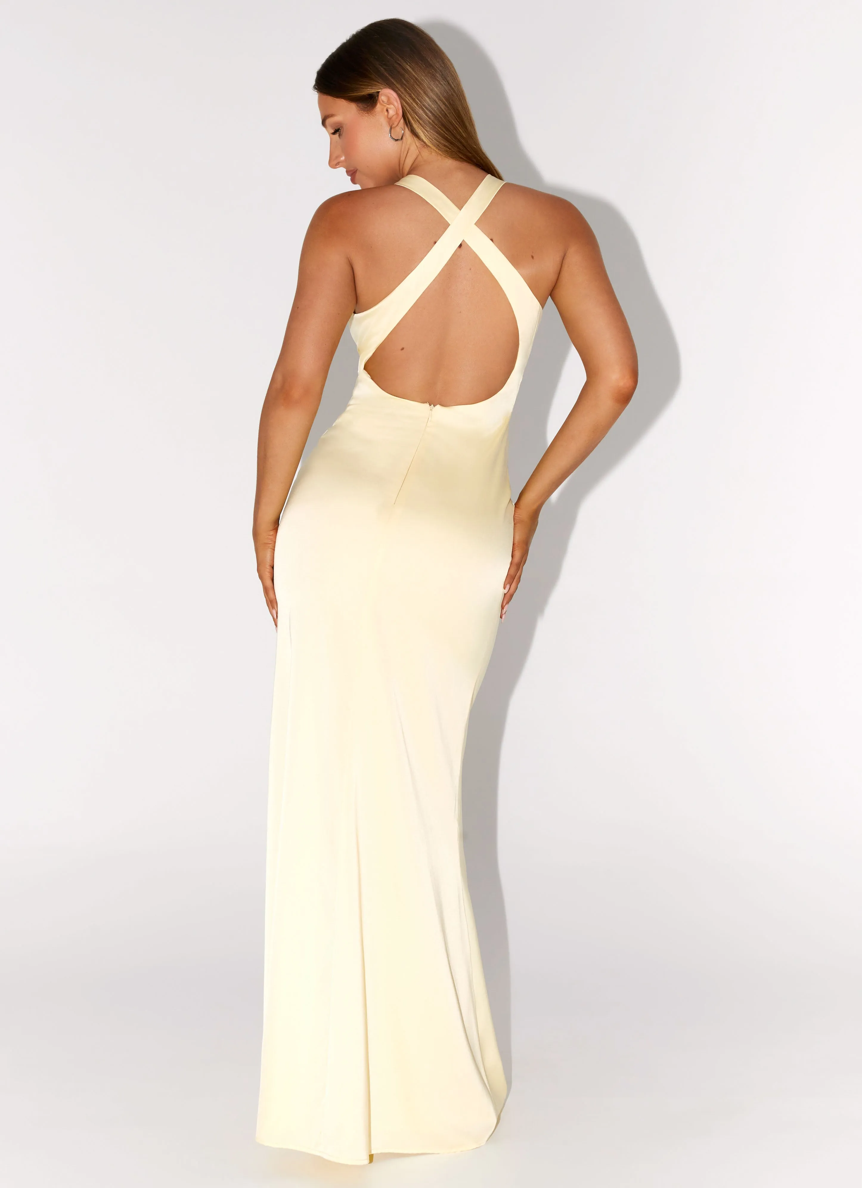 Chic and Flattering Chic and Cozy Wear Desi Halterneck Maxi Dress - Yellow