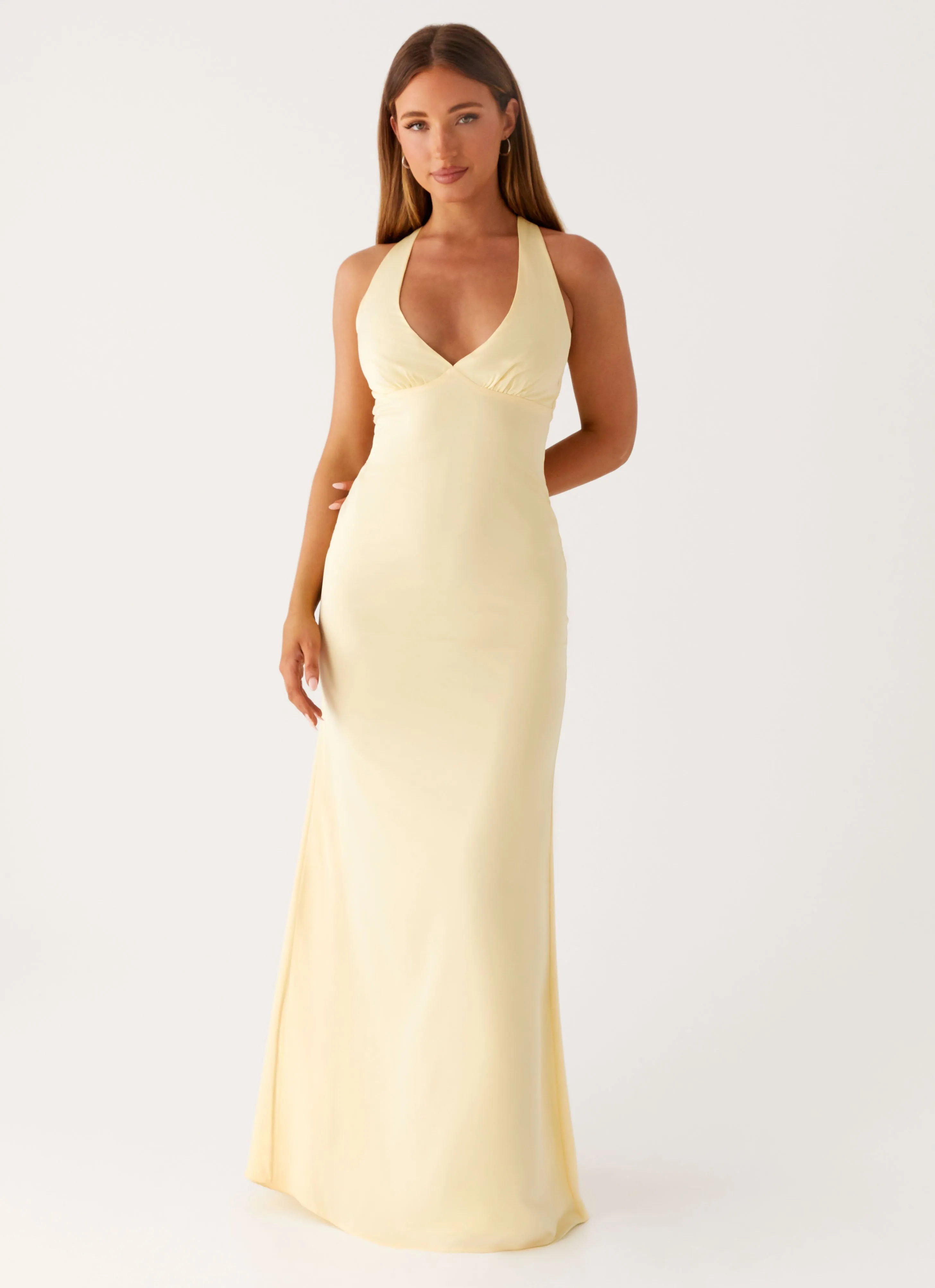 Adjustable-Length Desi Halterneck Maxi Dress - Yellow