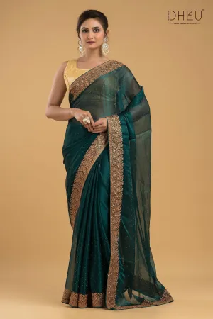 Designer Embroidery Chiffon Silk Saree