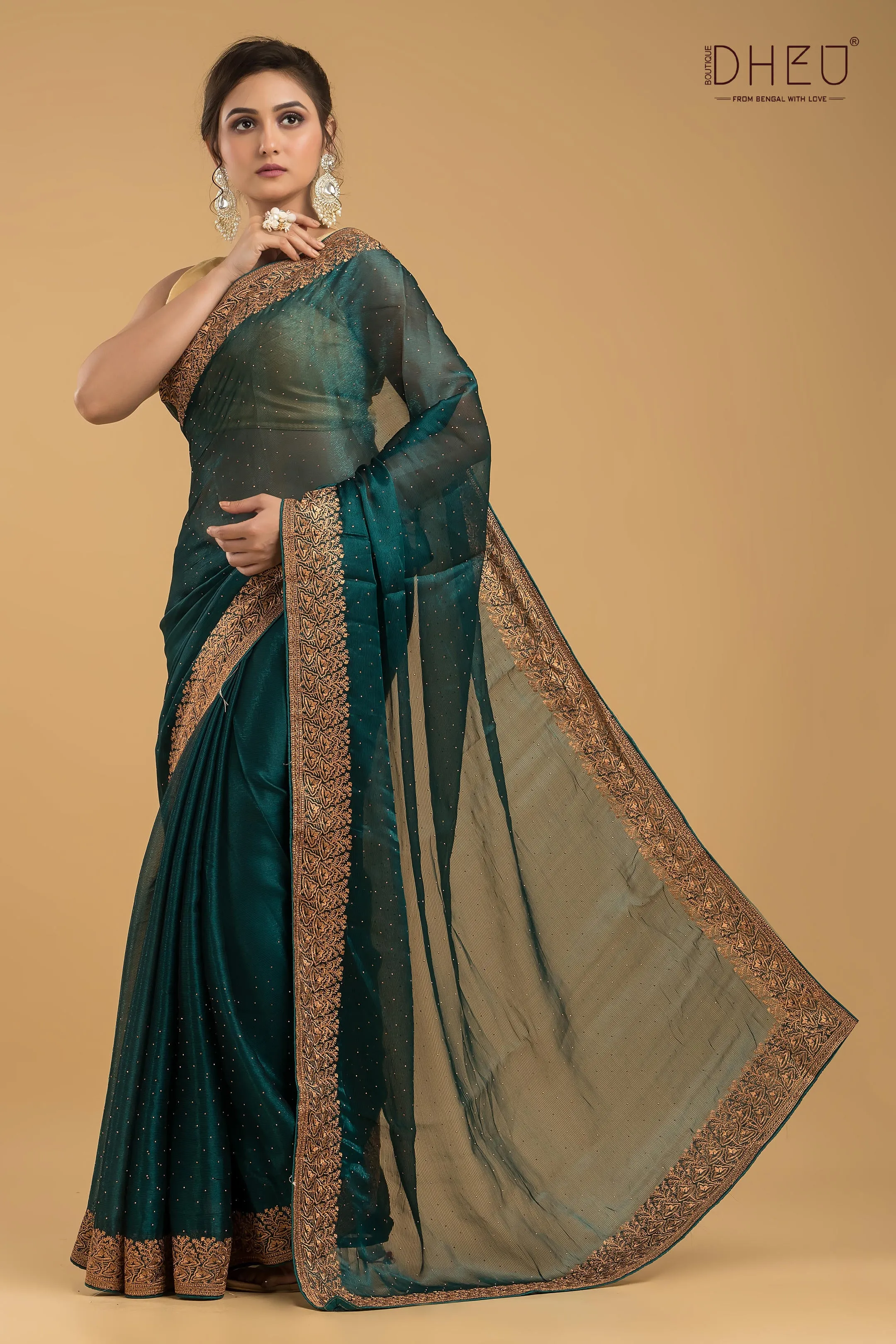 Designer Embroidery Chiffon Silk Saree