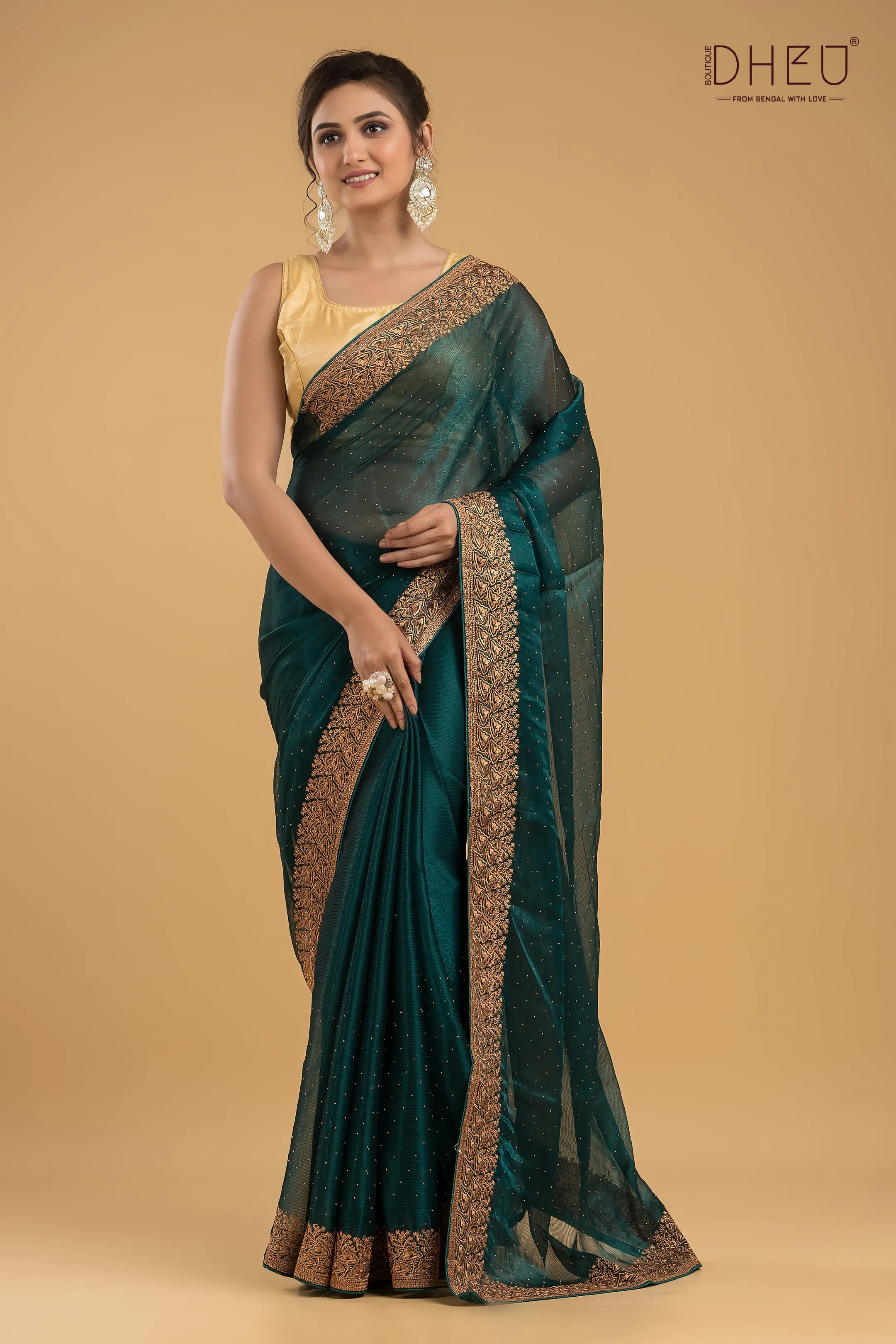 Designer Embroidery Chiffon Silk Saree