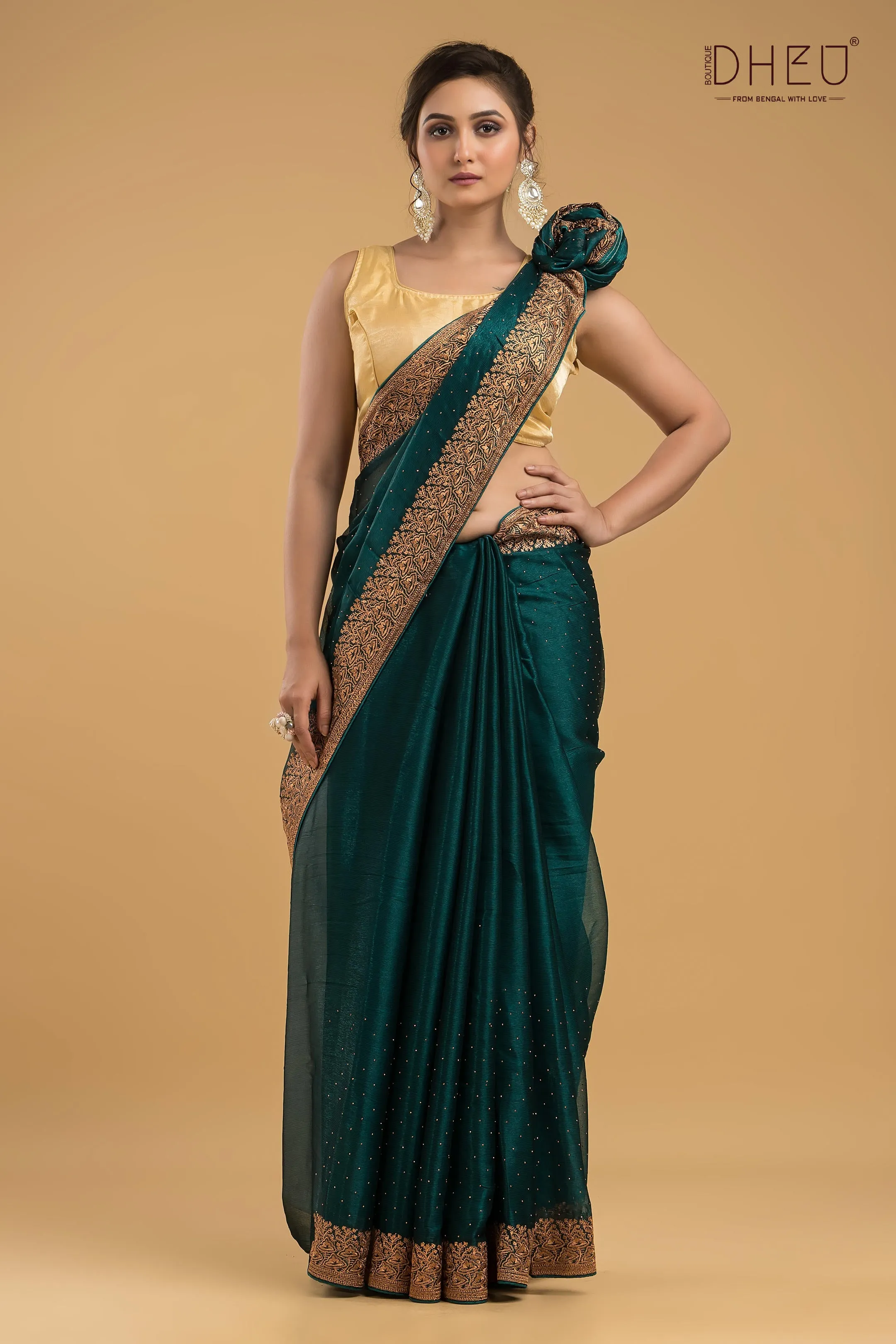 Designer Embroidery Chiffon Silk Saree