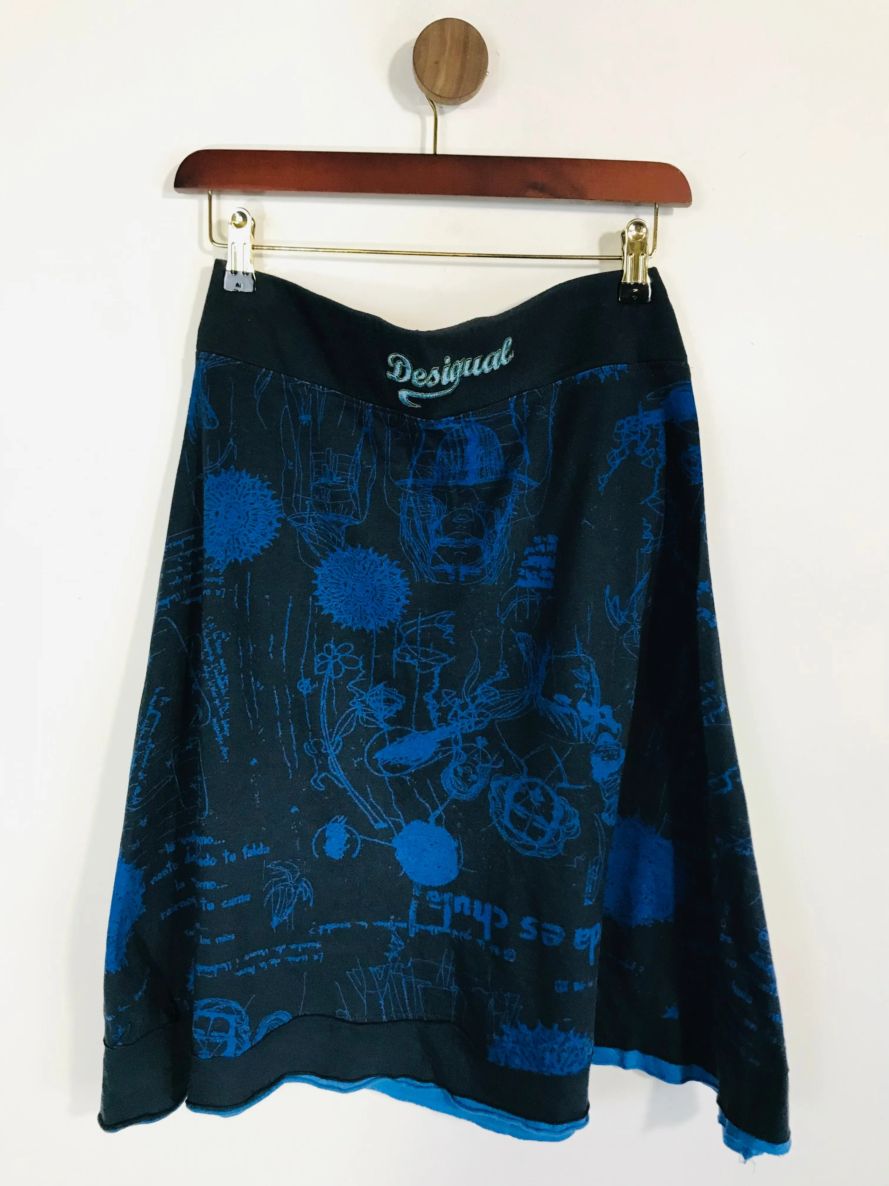 Desigual Women's Embroidered A-Line Skirt | M UK10-12 | Blue