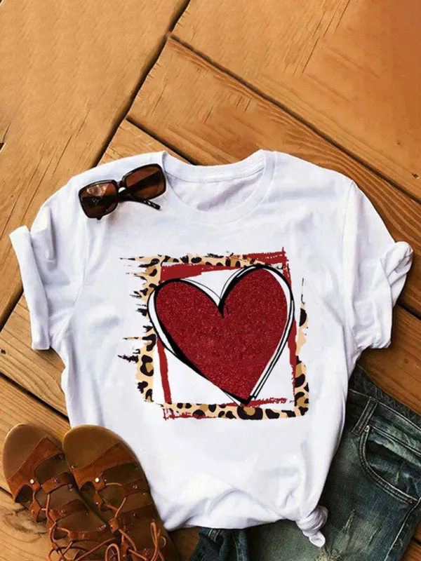 Destiny Women's Fashion Casual Lip Print Women's Short Sleeve T-Shirt