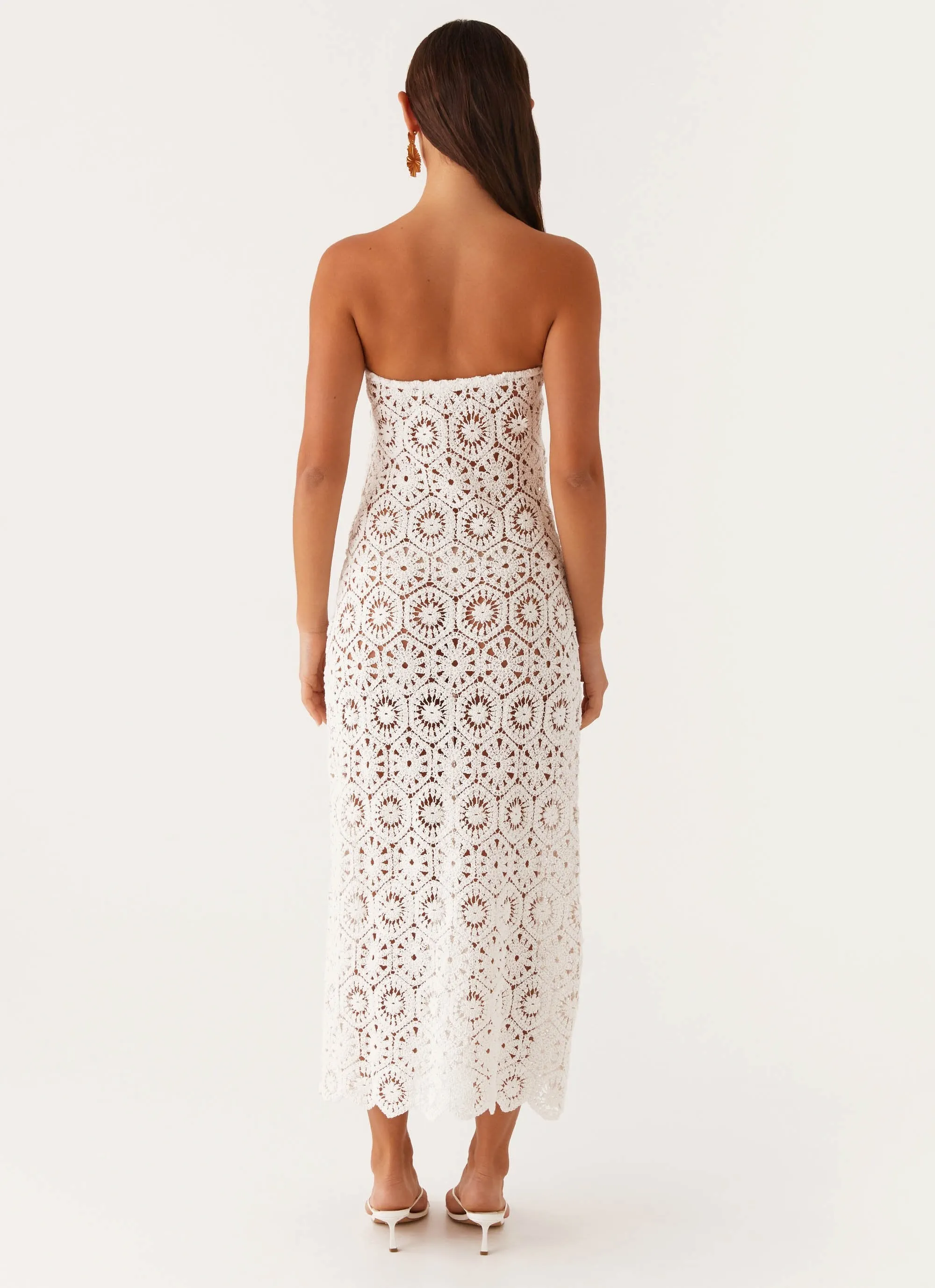 Kingsly Crochet Maxi Dress - White Travel Ready