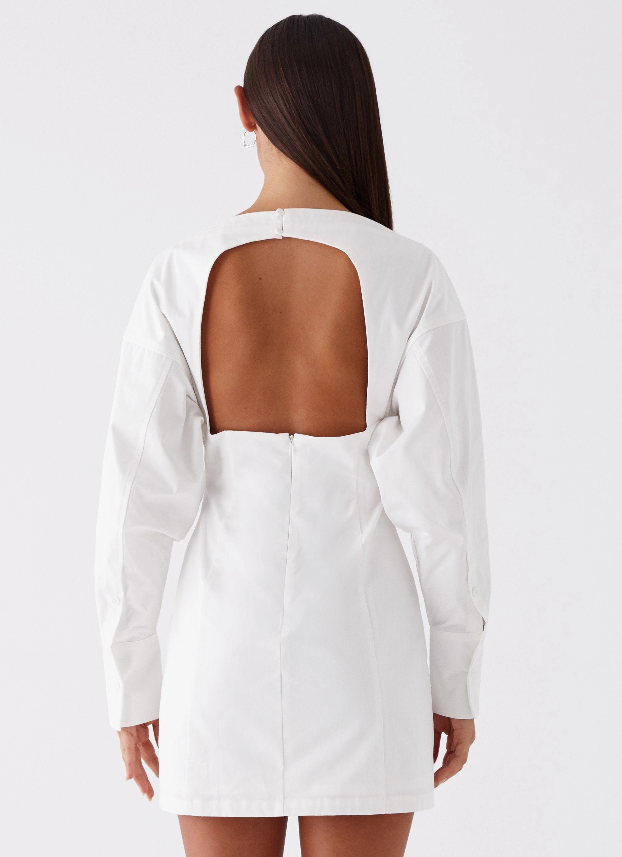 Subtle Glow Dynasty Shirt Mini Dress - White
