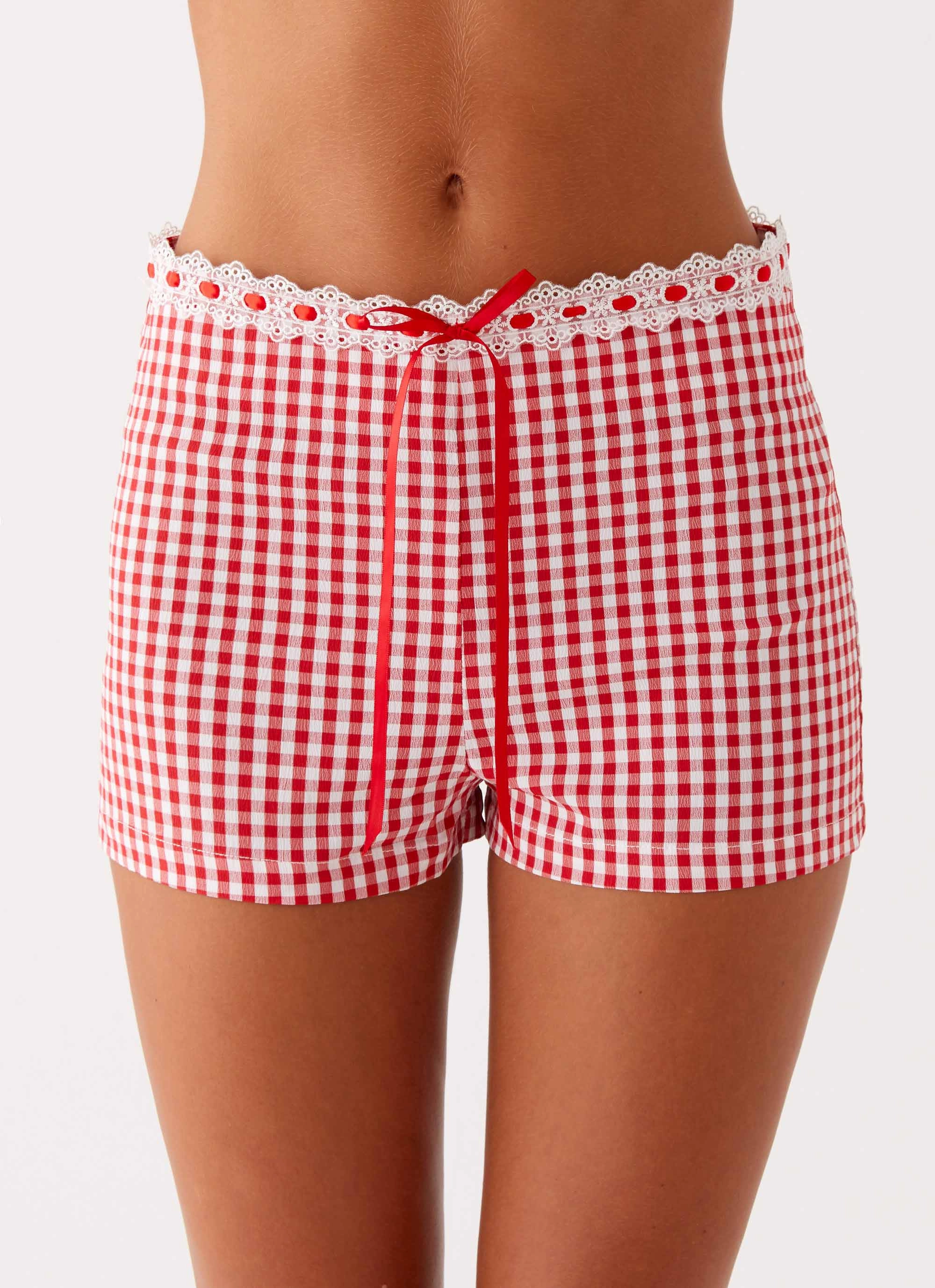 Devon Micro Shorts - Red Gingham Quality Fabric