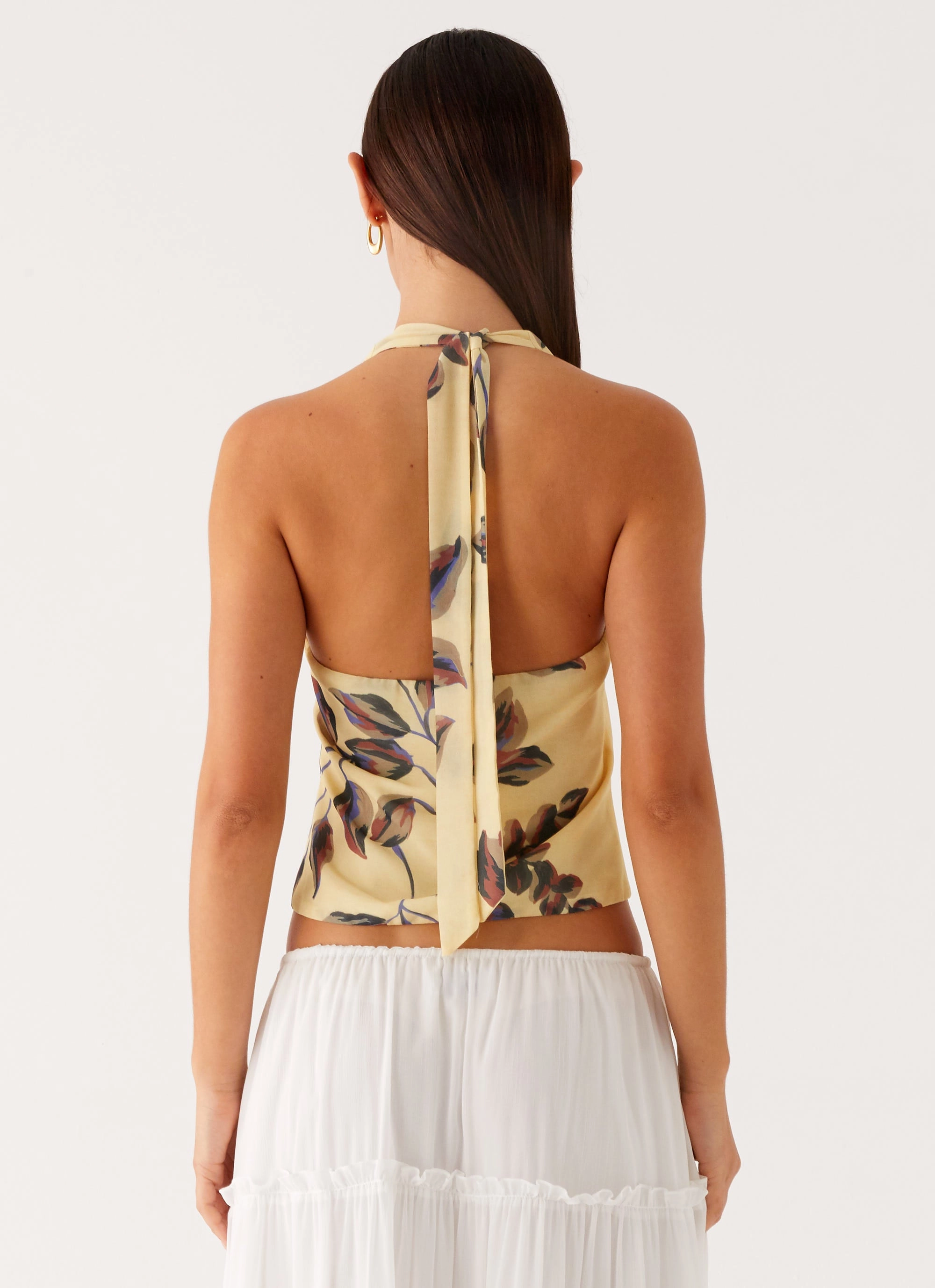 LayeredDurability Stain Resistant Treatment Devoted Halterneck Top - Buttercream Floral