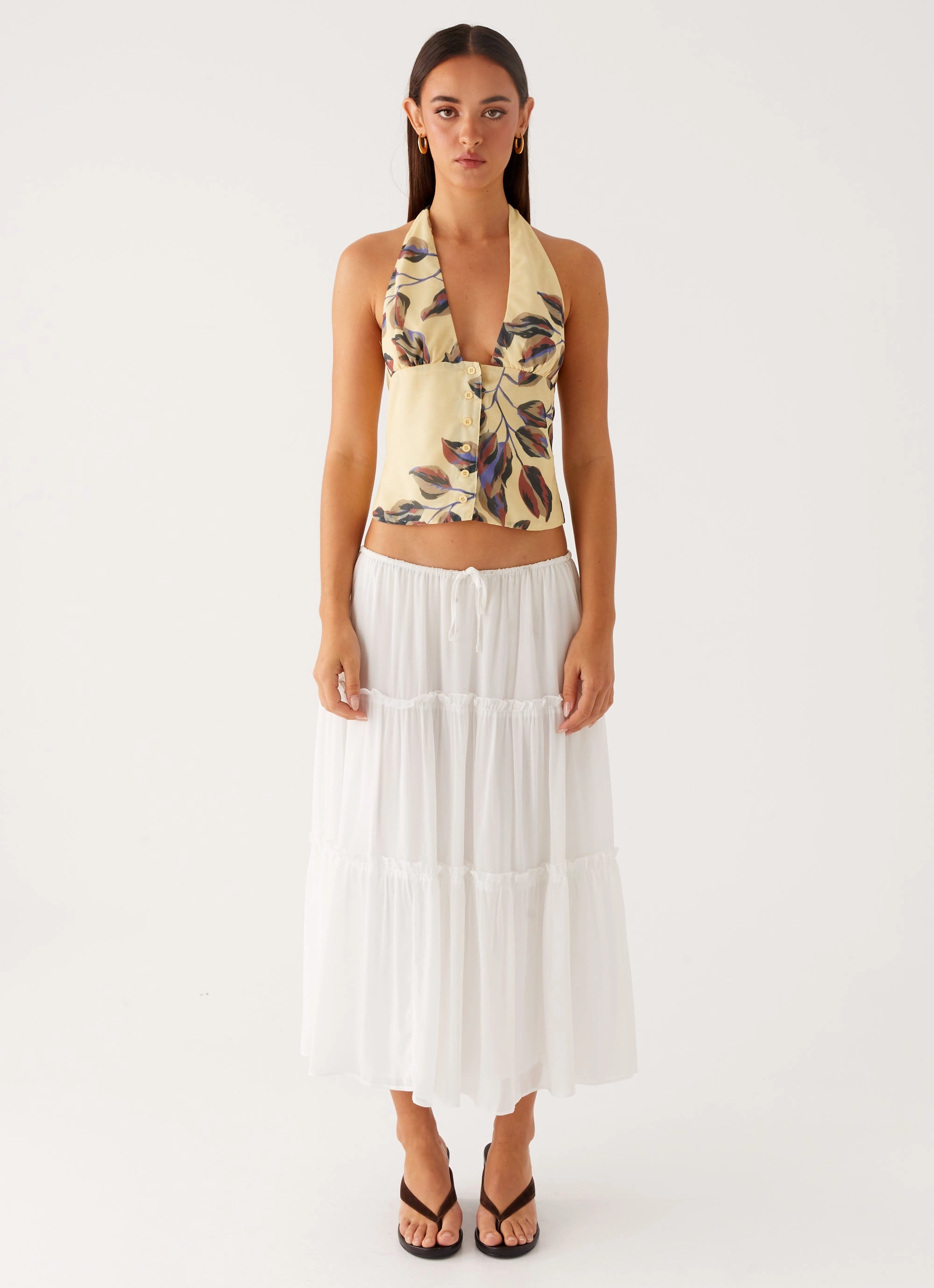 LightweightDesign Devoted Halterneck Top - Buttercream Floral
