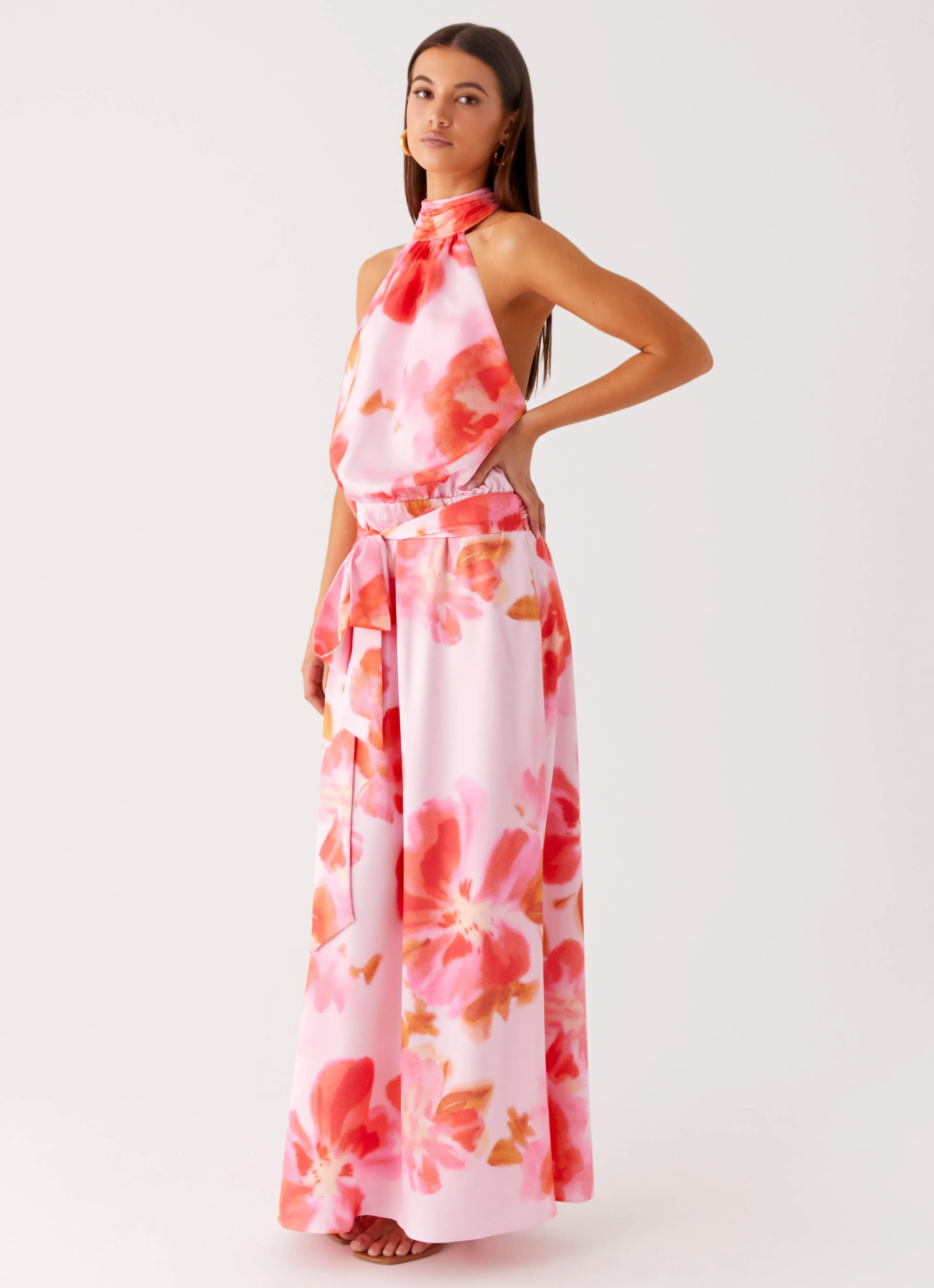 Diablo Backless Maxi Dress - Blushing Blossom Soft and Relaxed