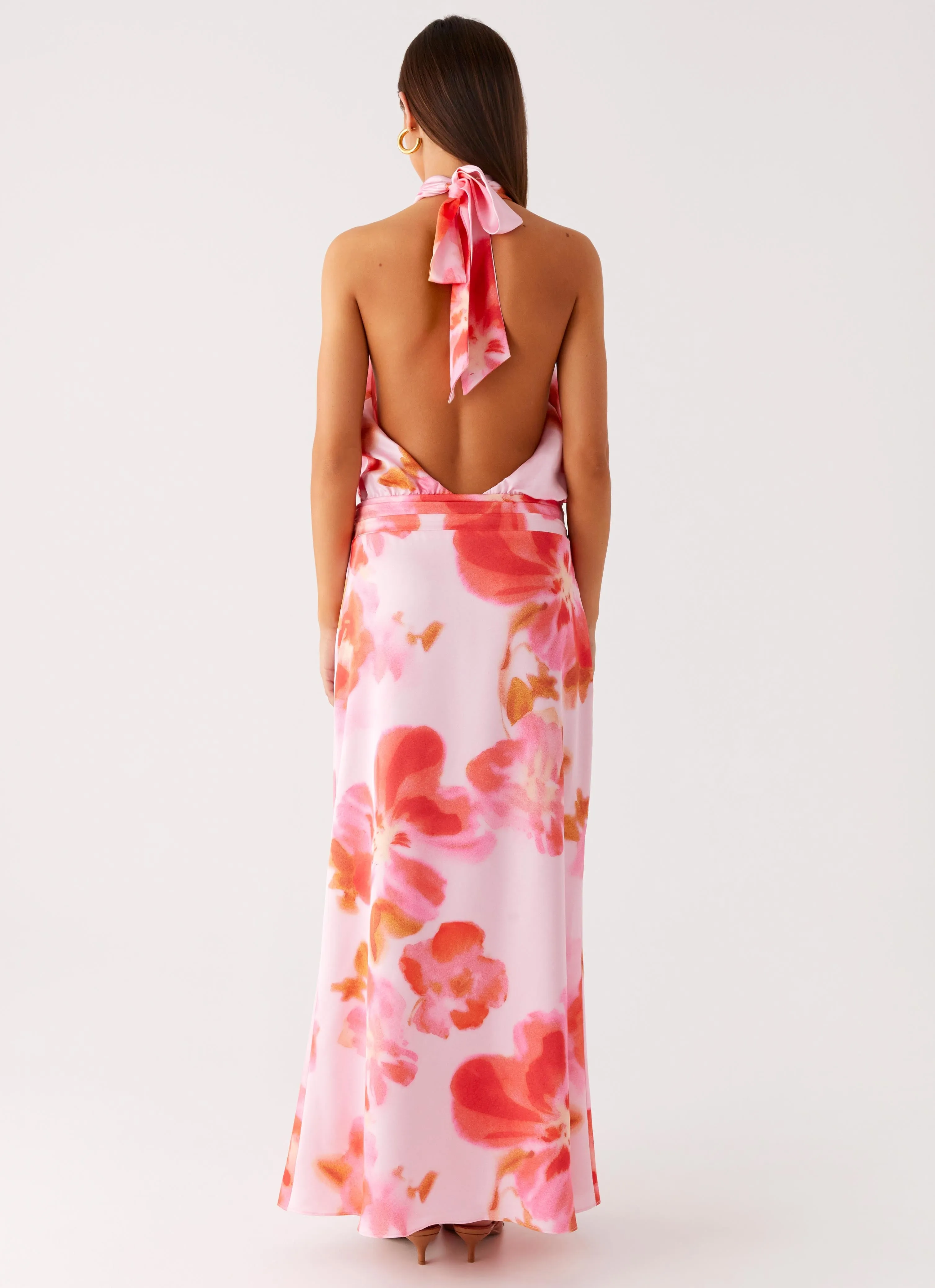 ReversibleStyle Diablo Backless Maxi Dress - Blushing Blossom