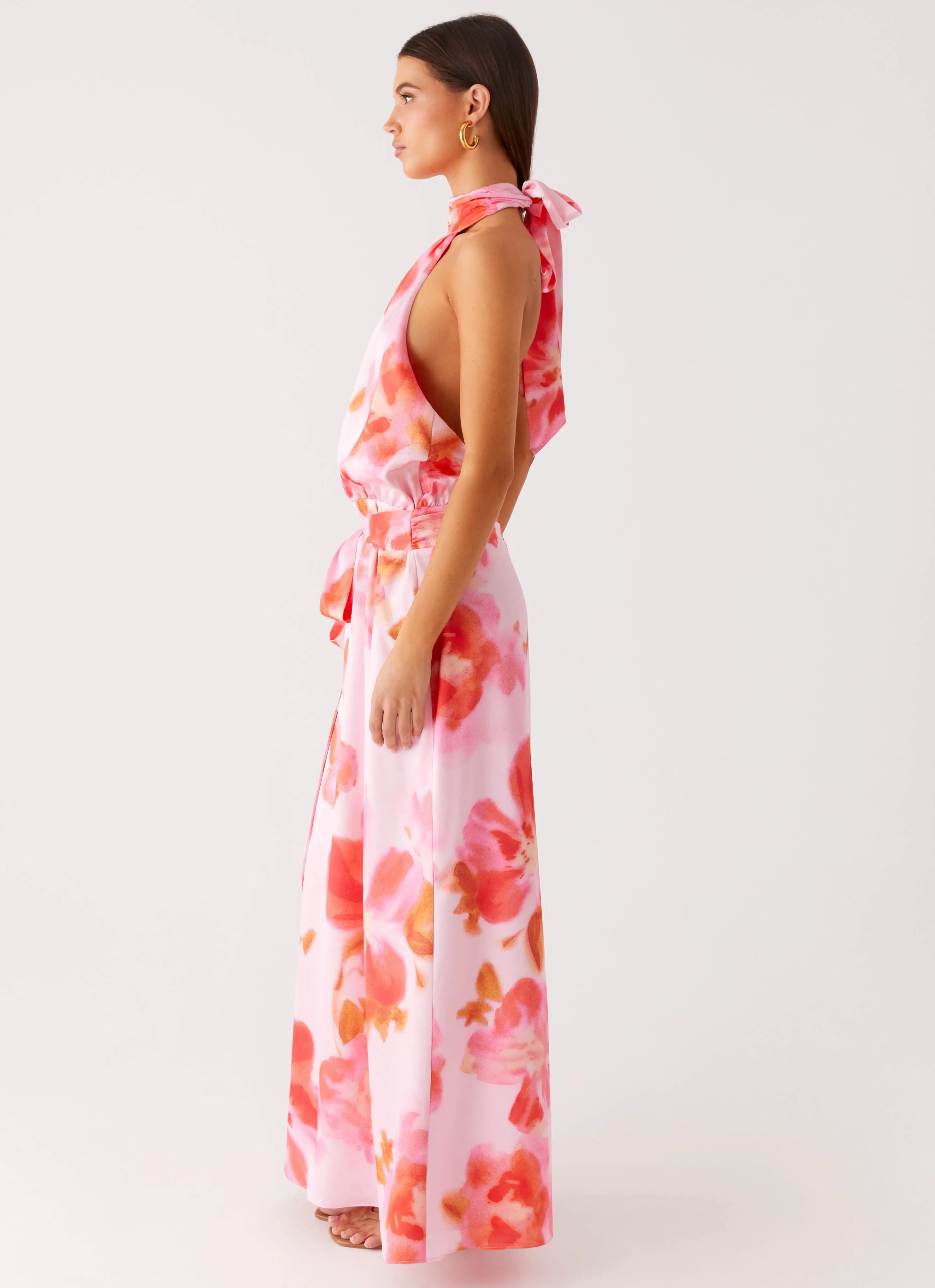Versatile Design Diablo Backless Maxi Dress - Blushing Blossom