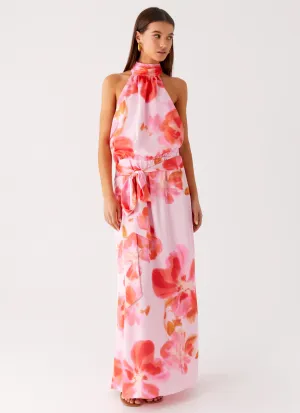 Flexible Fit Diablo Backless Maxi Dress - Blushing Blossom