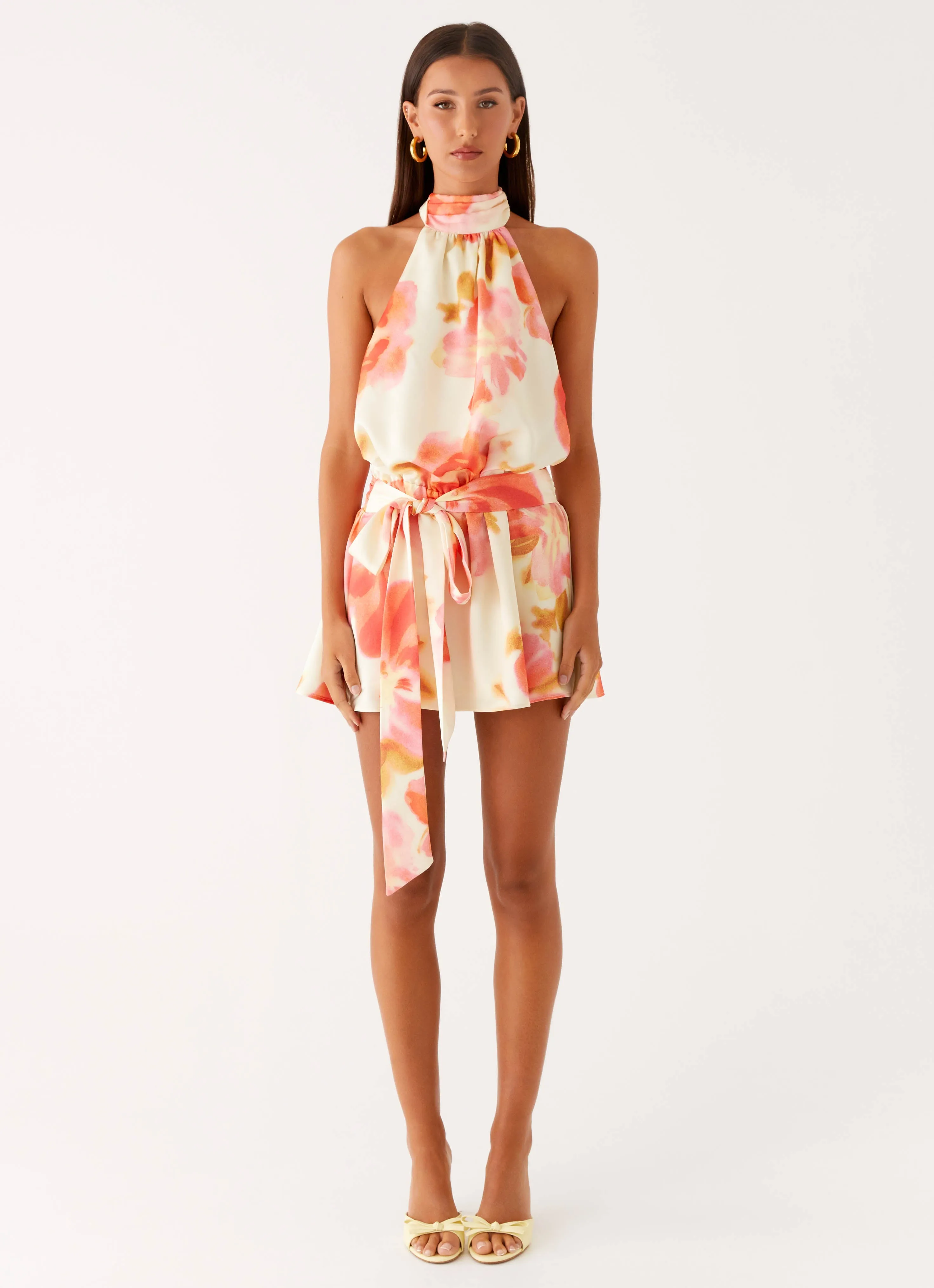 Daily Form Breathable Design Diablo Backless Mini Dress - Mimosa Blossom