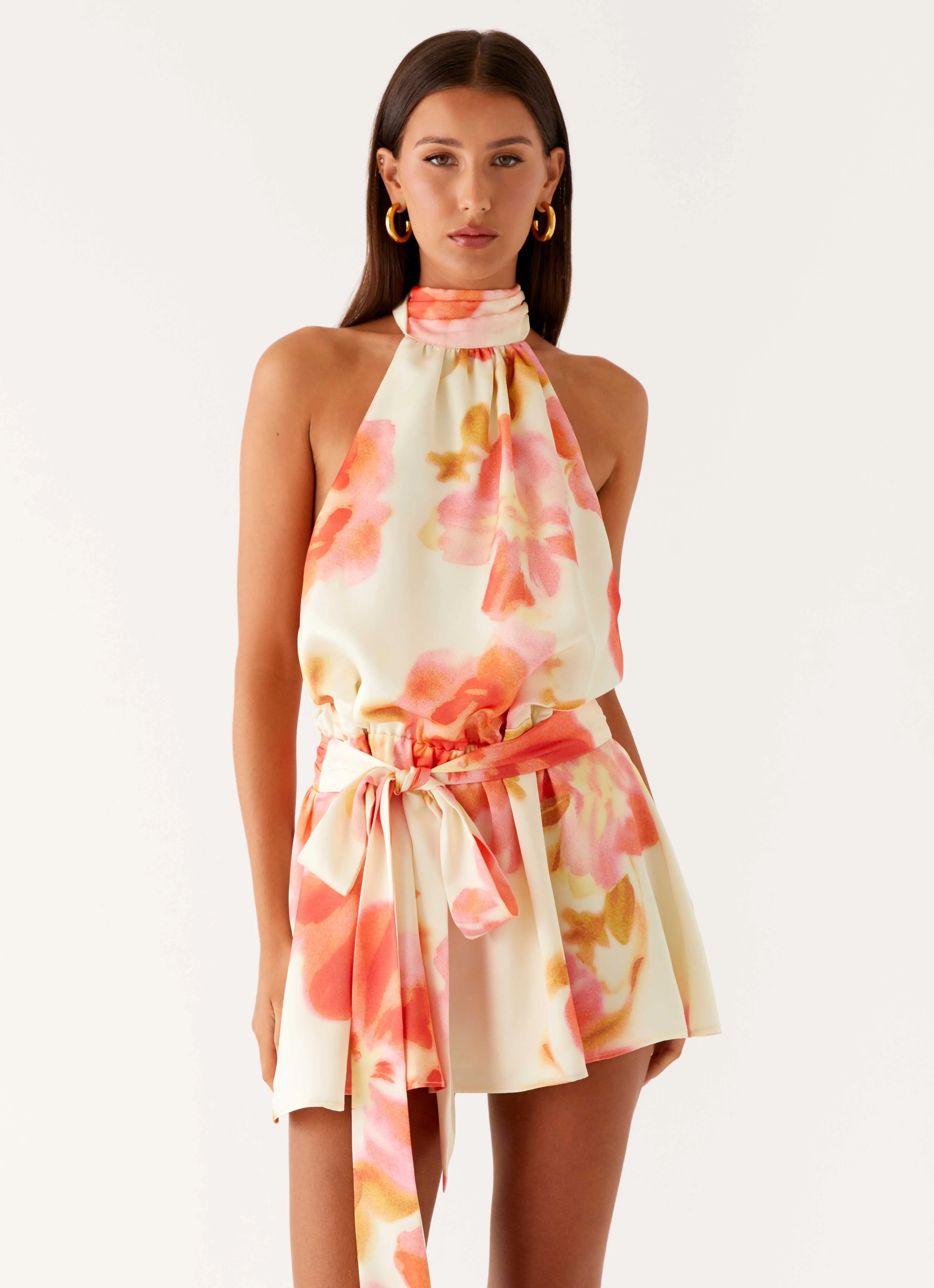 Hot Now Balanced feel Diablo Backless Mini Dress - Mimosa Blossom