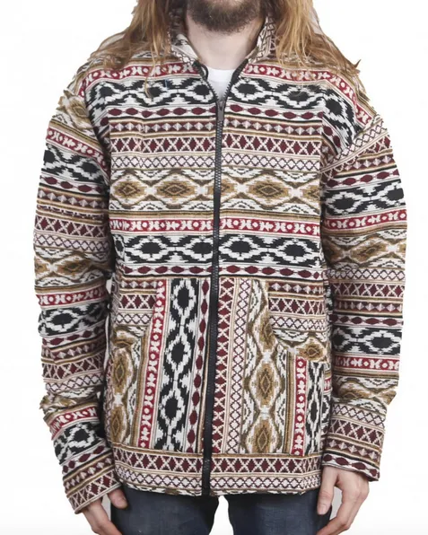 Diamond Print Zip-Up Baja Hoodie