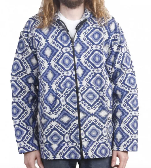 Diamond Print Zip-Up Baja Hoodie