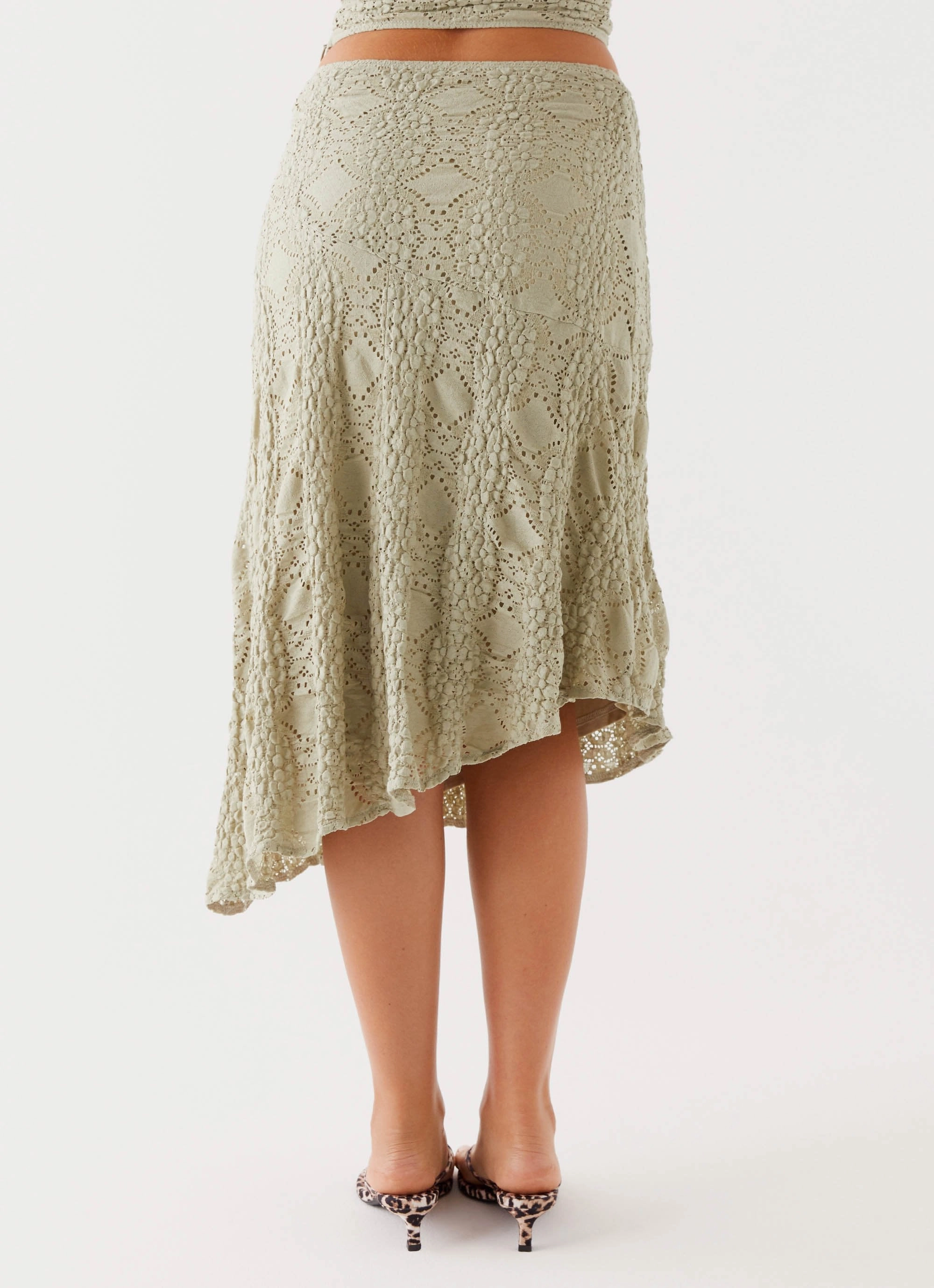 Diamond Sky Midi Skirt - Sage Air Comfort