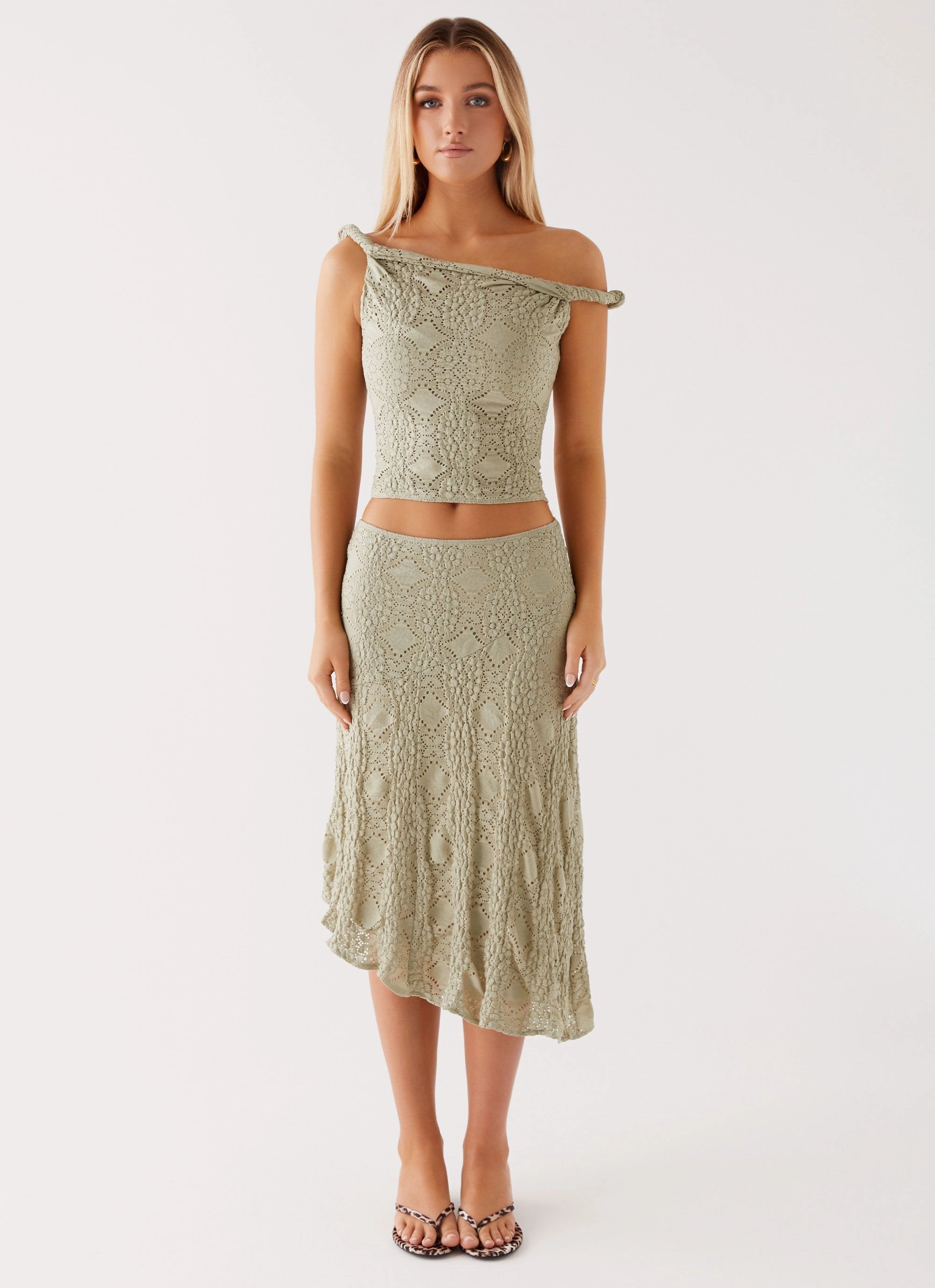 Diamond Sky Midi Skirt - Sage Stay Active Breathable wear