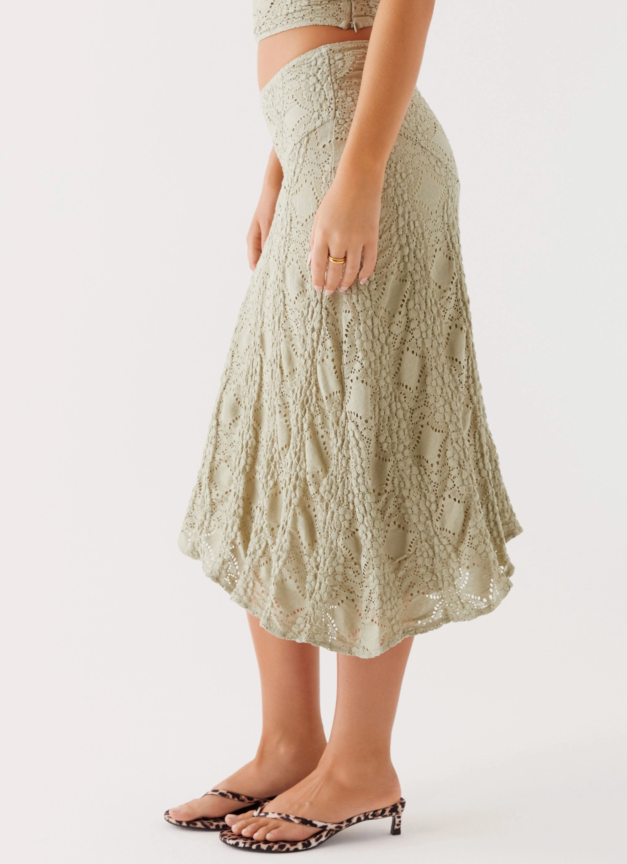 Diamond Sky Midi Skirt - Sage Slim wear ReinforcedPockets