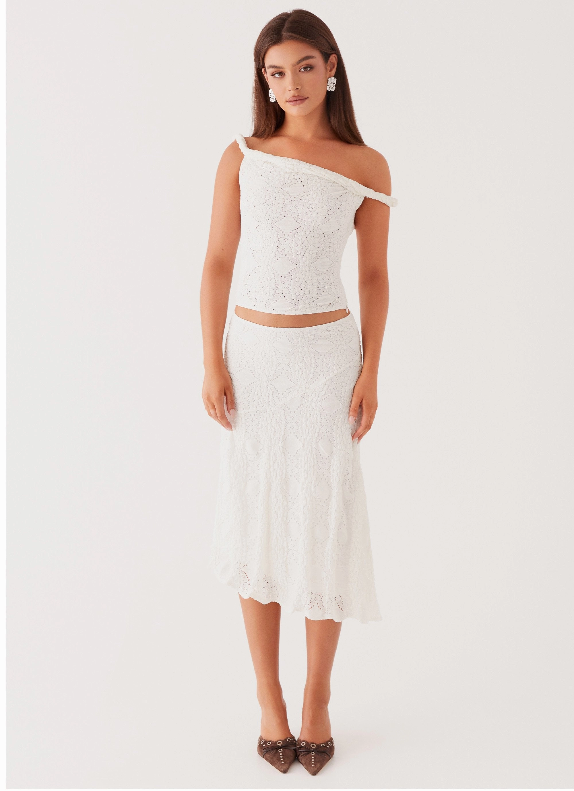 Diamond Sky Midi Skirt - White Movement Ready