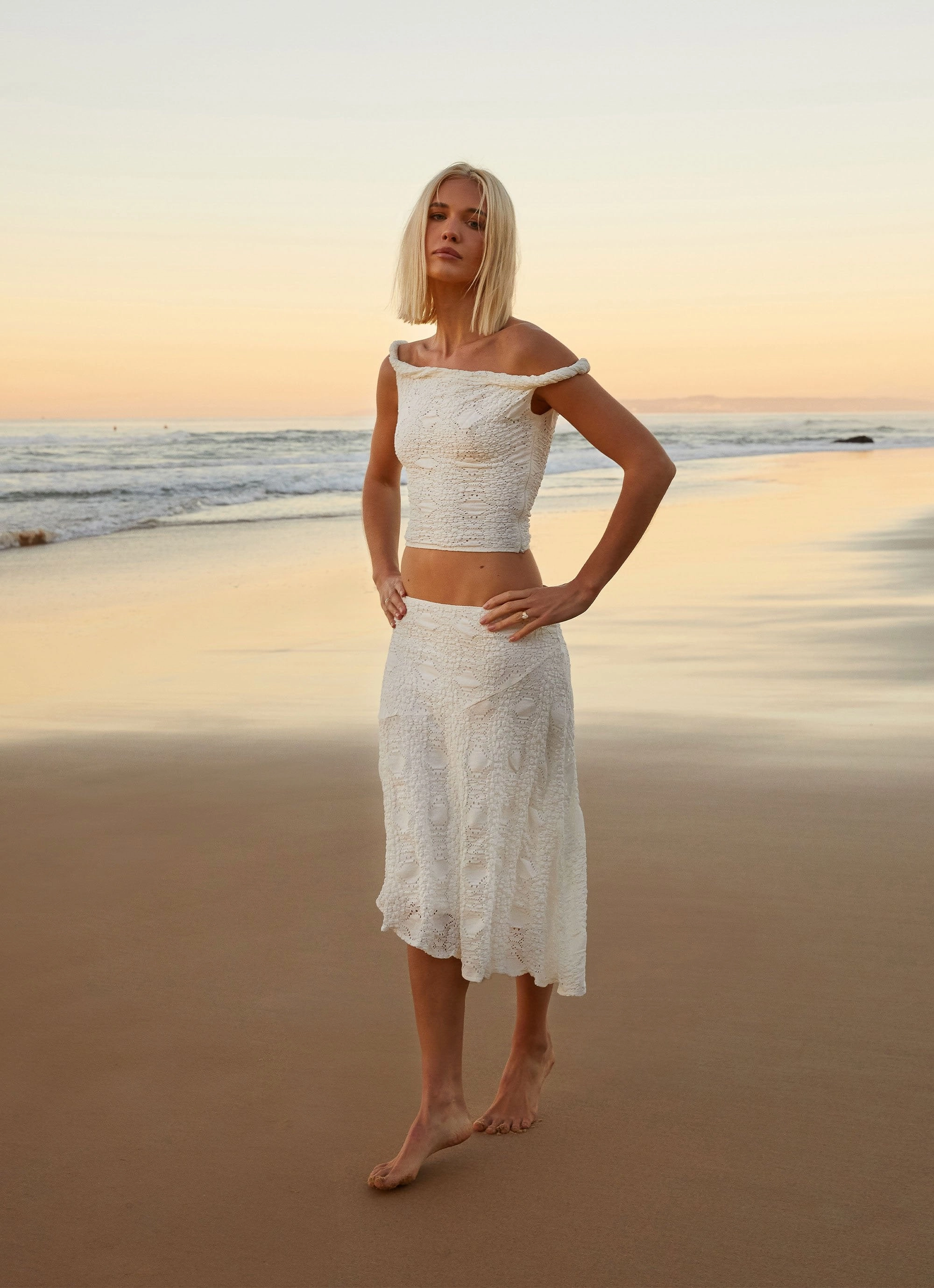 Diamond Sky Midi Skirt - White Light and Cozy Core Movement