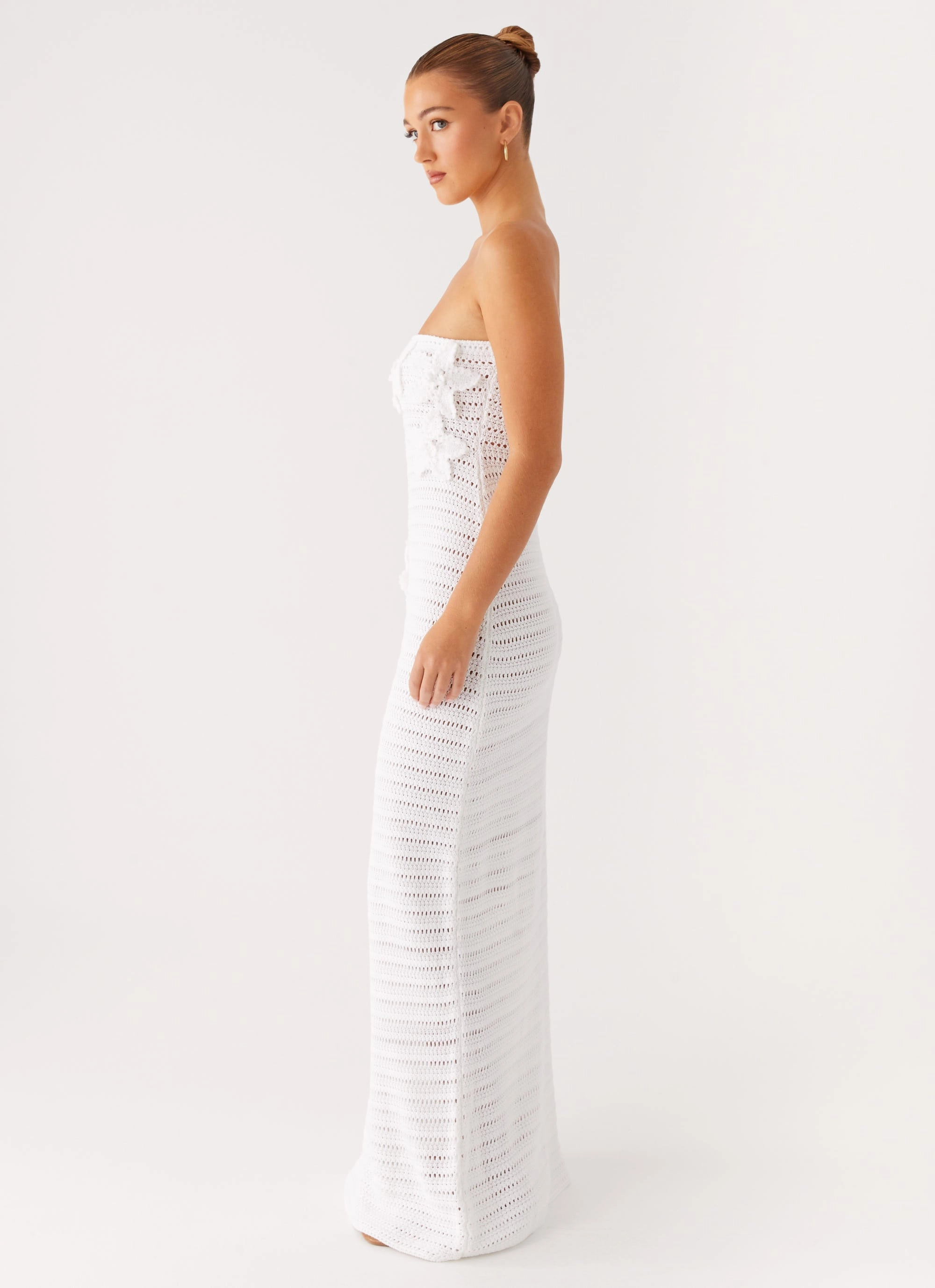Diaz Crochet Maxi Dress - White Date Nightwear Active Outfit
