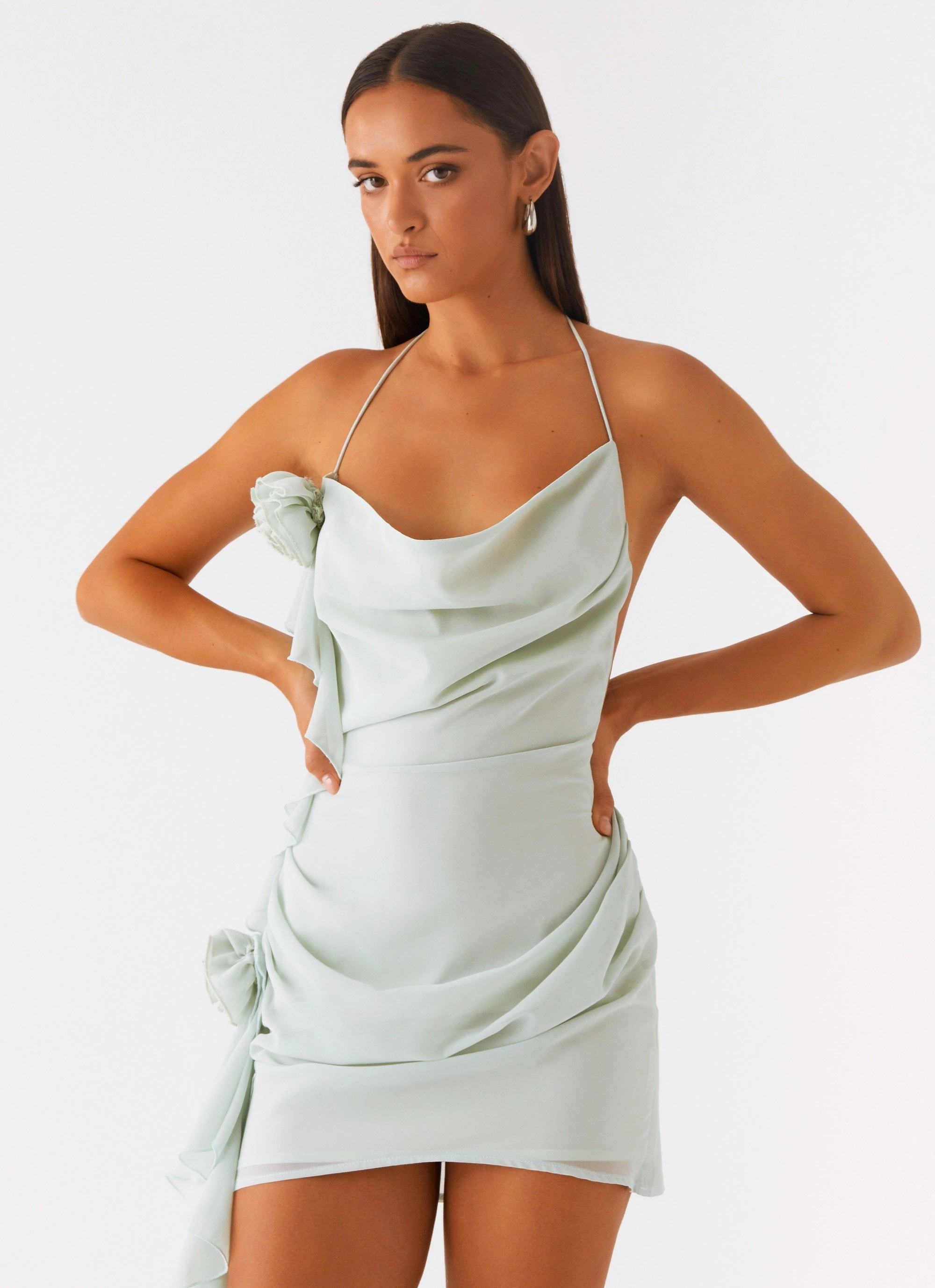 Wave Soft Diedre Rose Strappy Mini Dress - Sage